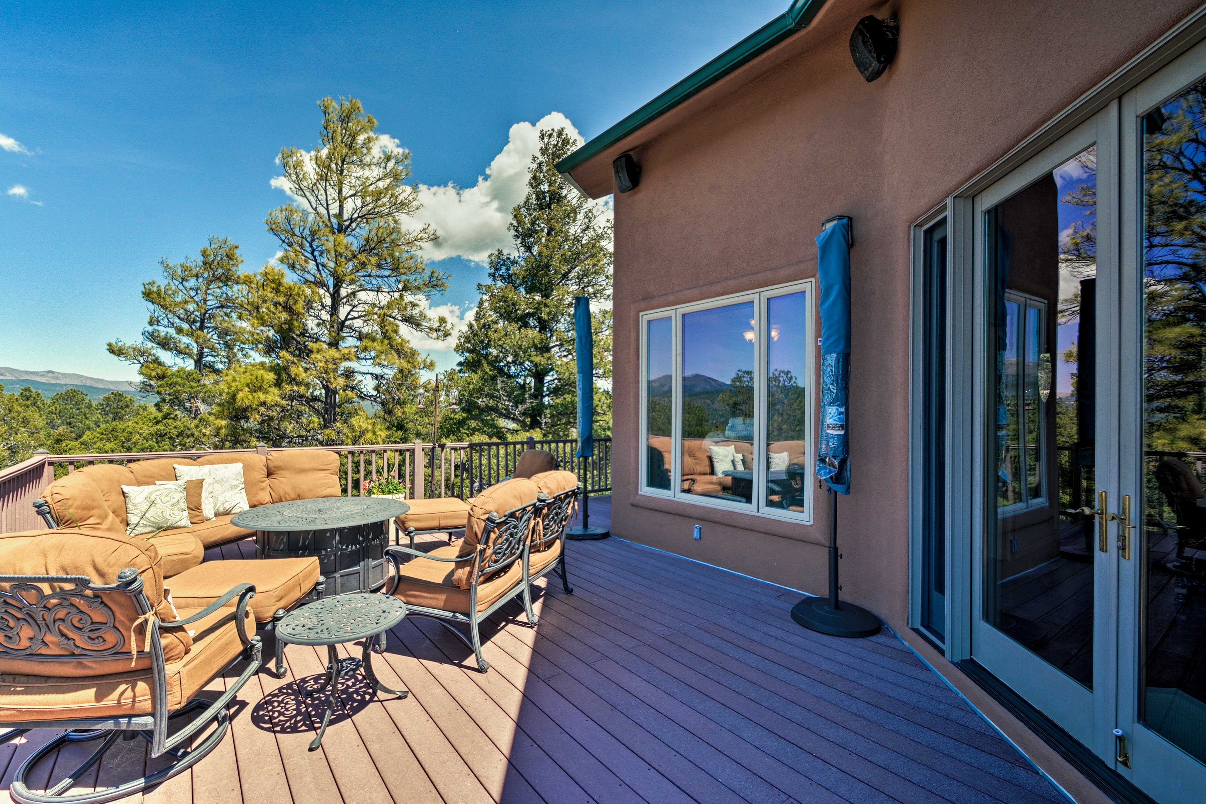 The mountain-view deck is the perfect place for your group to gather.