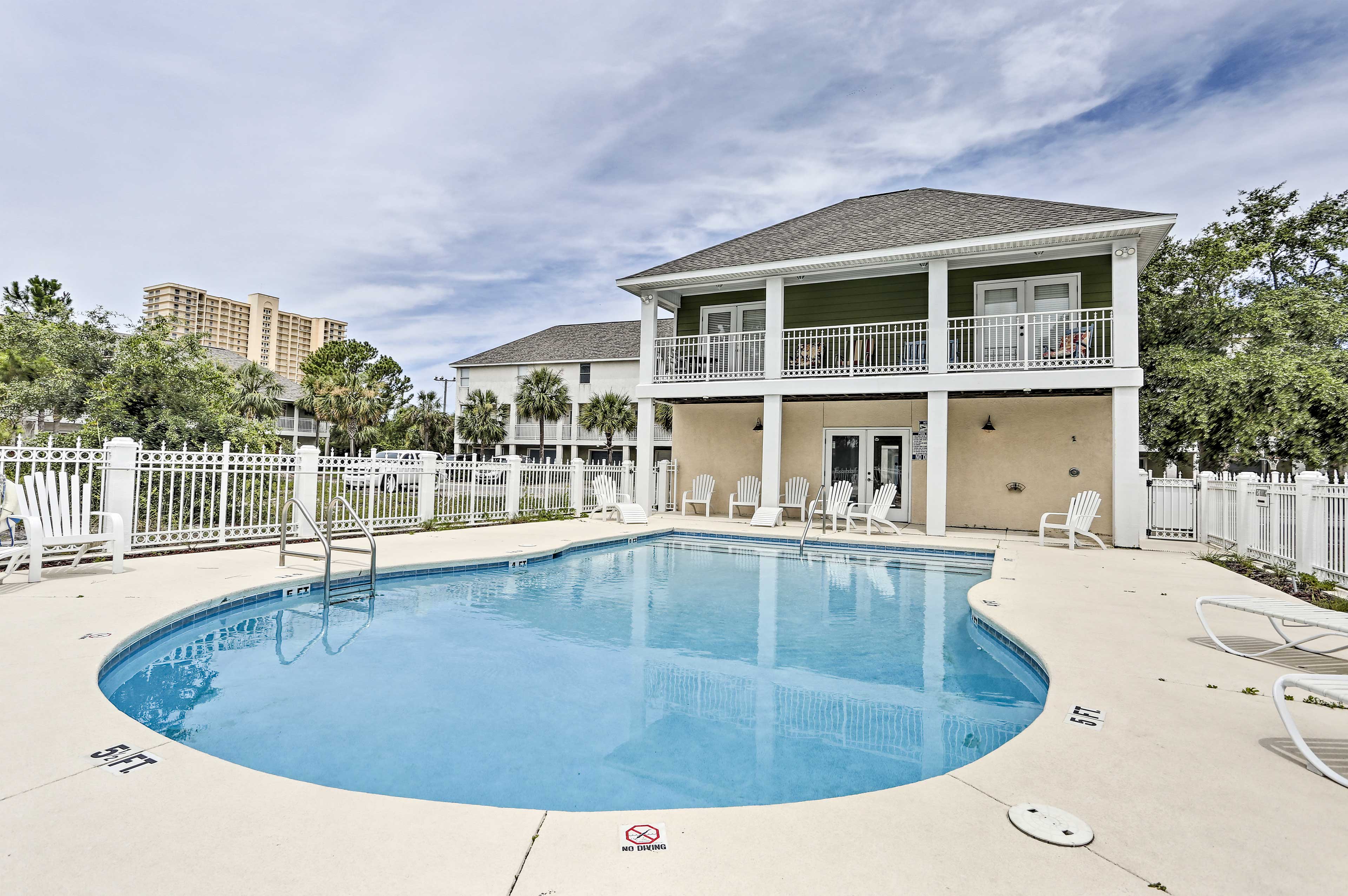 Hop in the community pool to beat the heat.