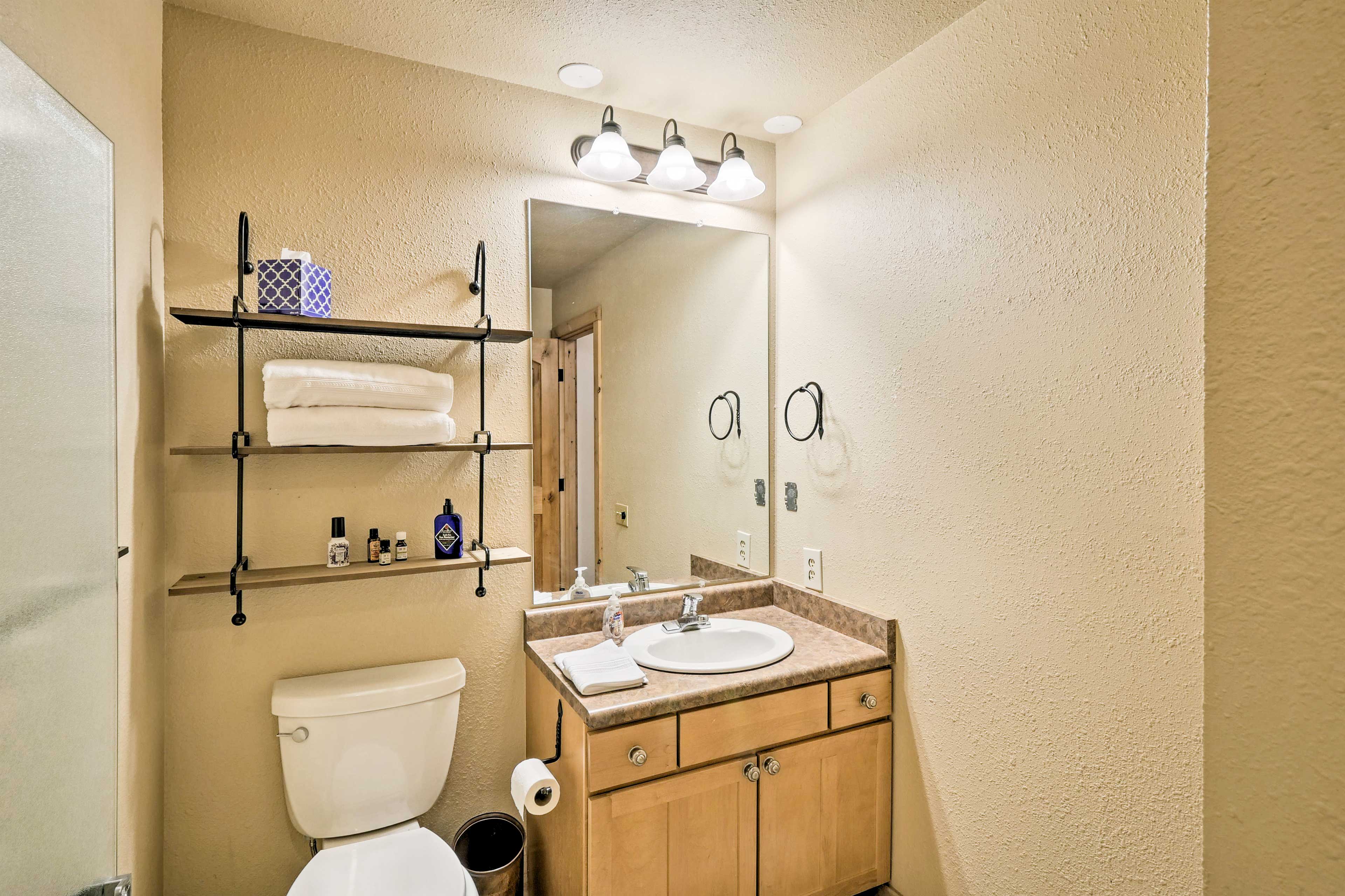 A second full bathroom offers additional privacy.