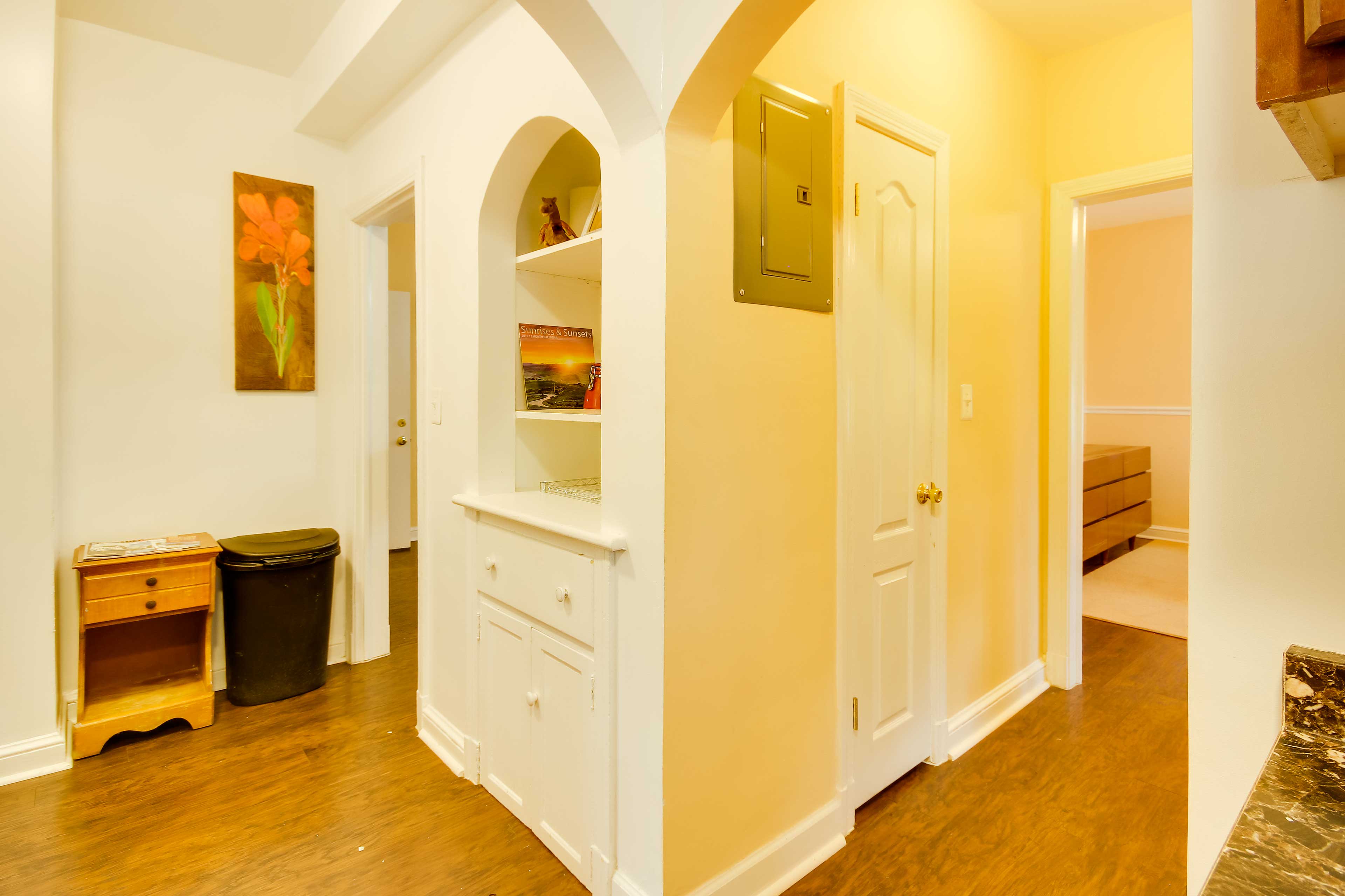 Interior | Arched Doorways | Built-In Shelves