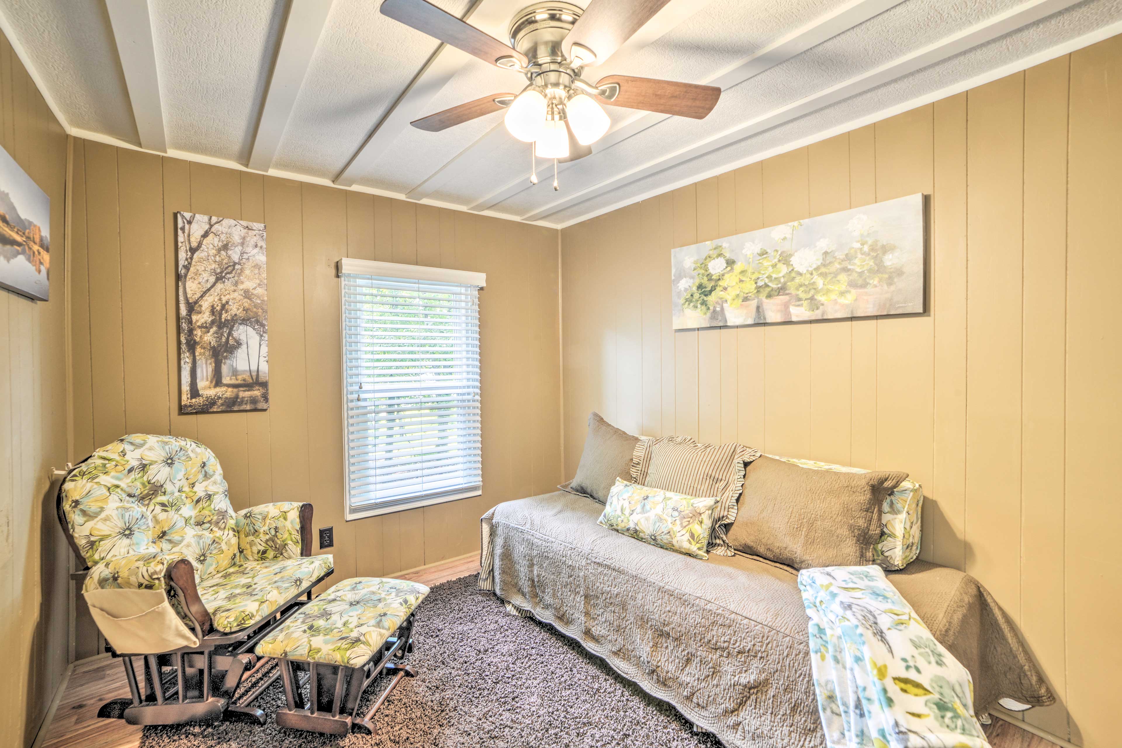 Two kids can sleep in this room's twin bed and twin trundle.