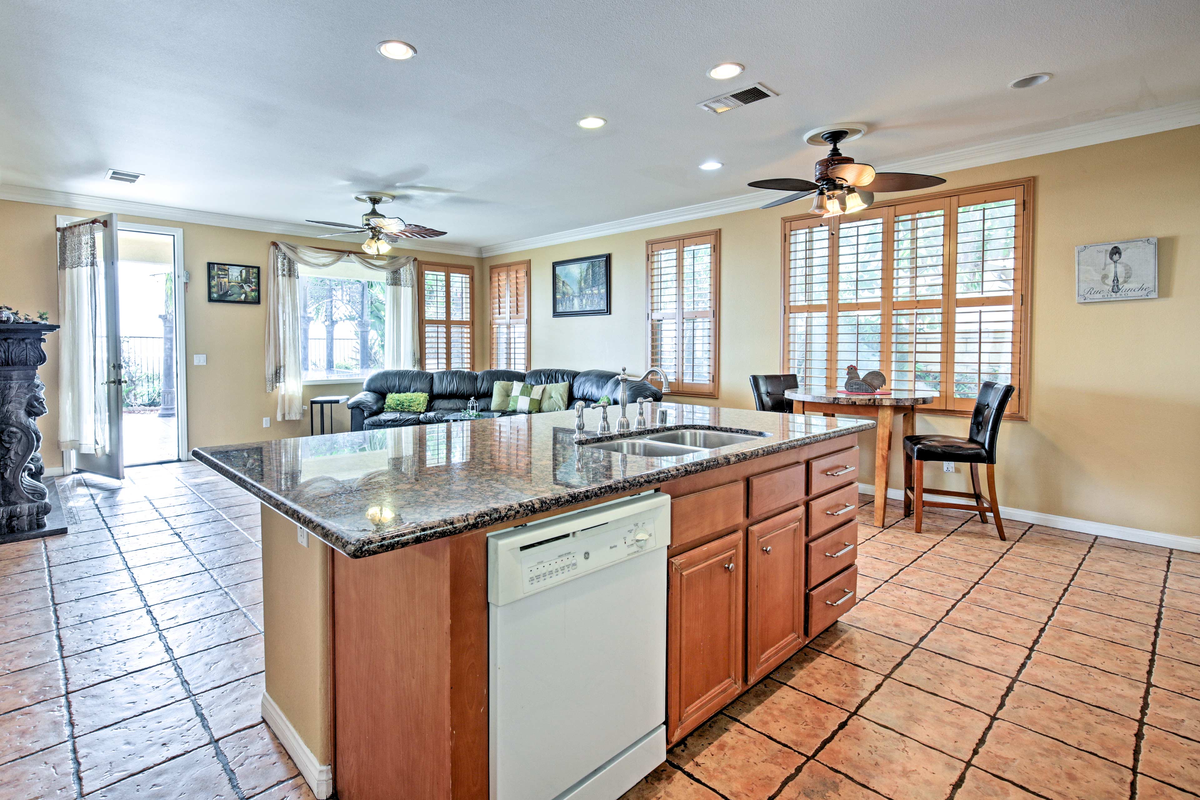 Open to the living room, the kitchen is great for entertaining.