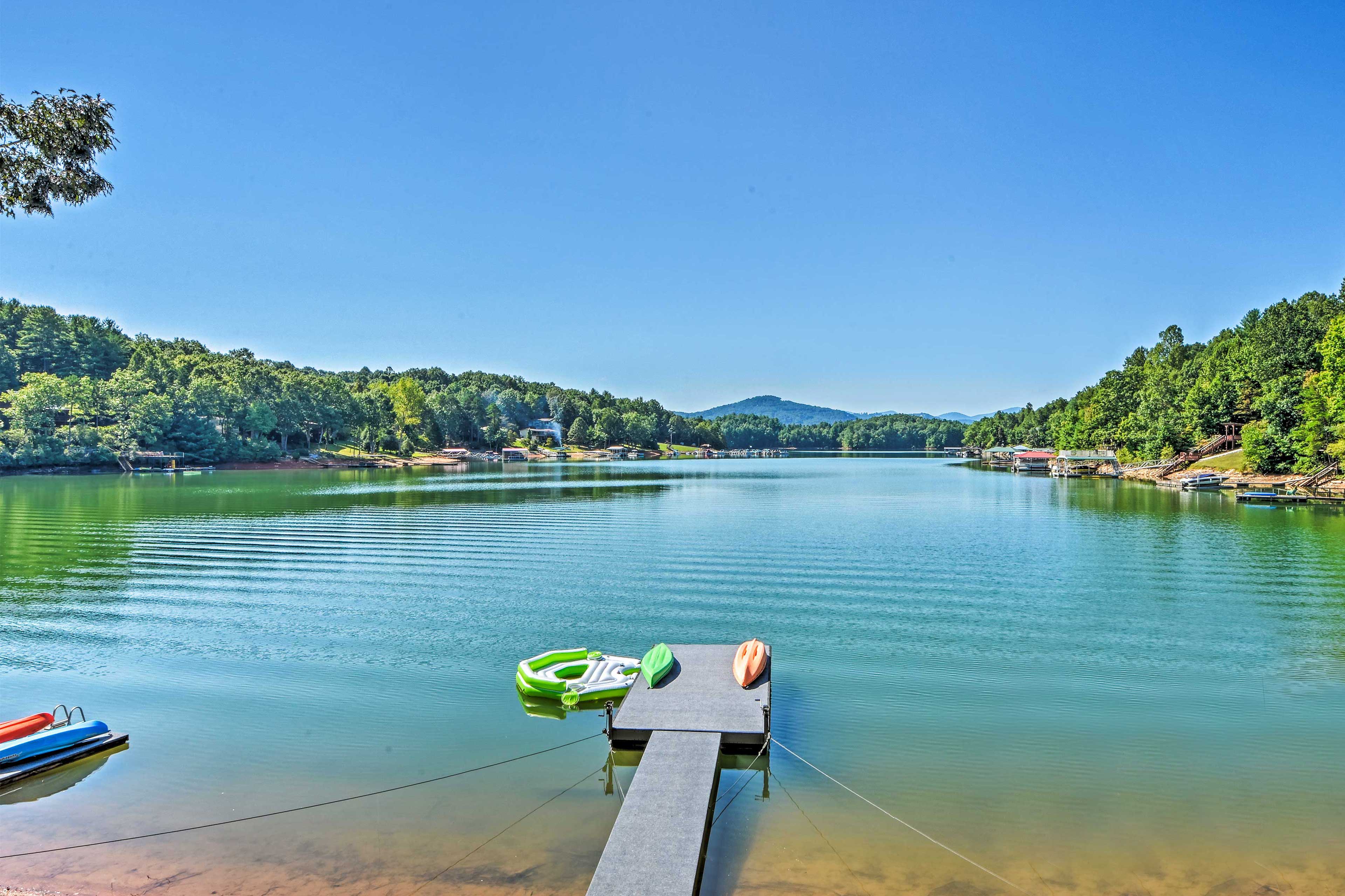 Lakefront living is made easy at this 2-bedroom, 2-bath cottage.