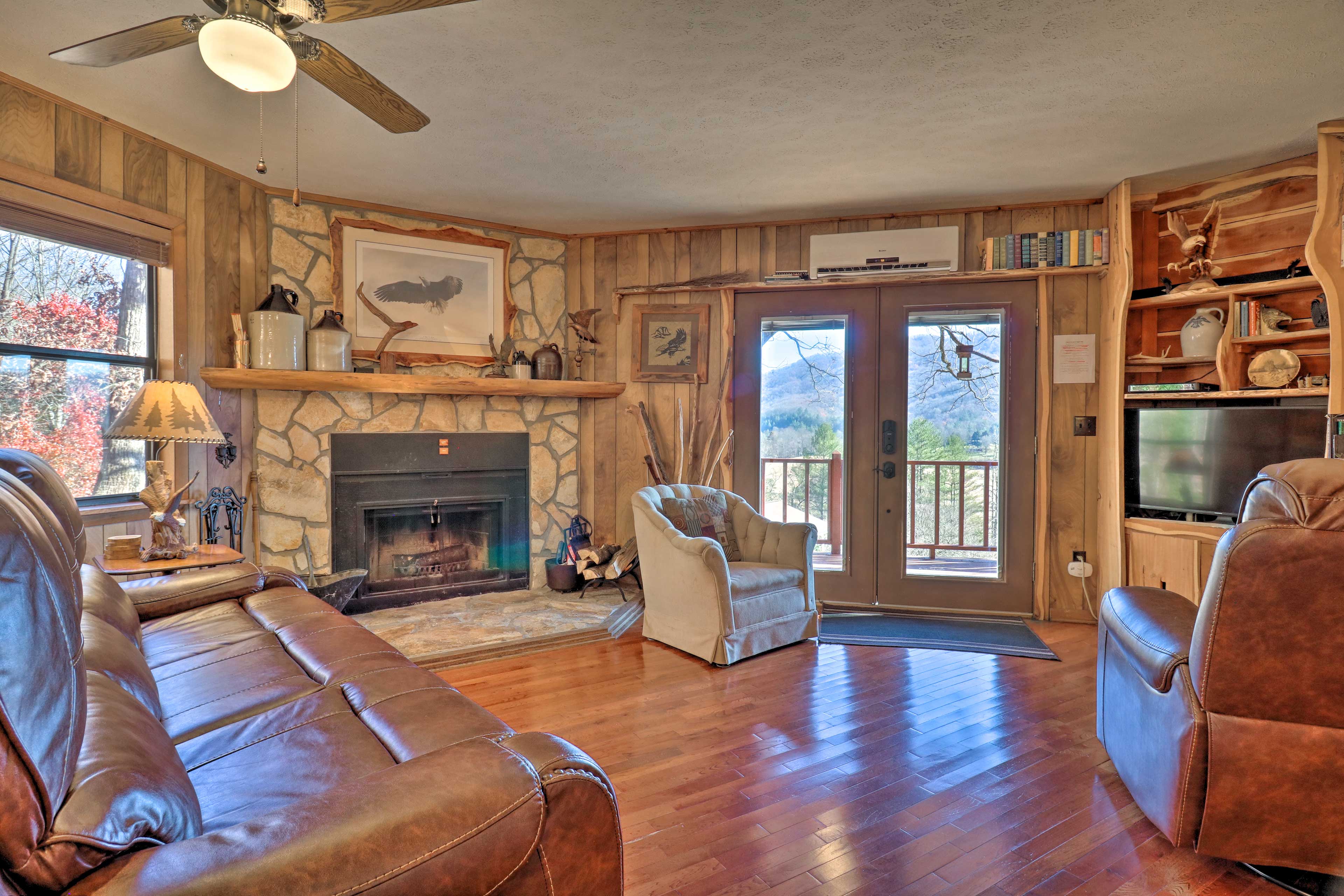 Living Room | Wood-Burning Fireplace | 1,600 Sq Ft