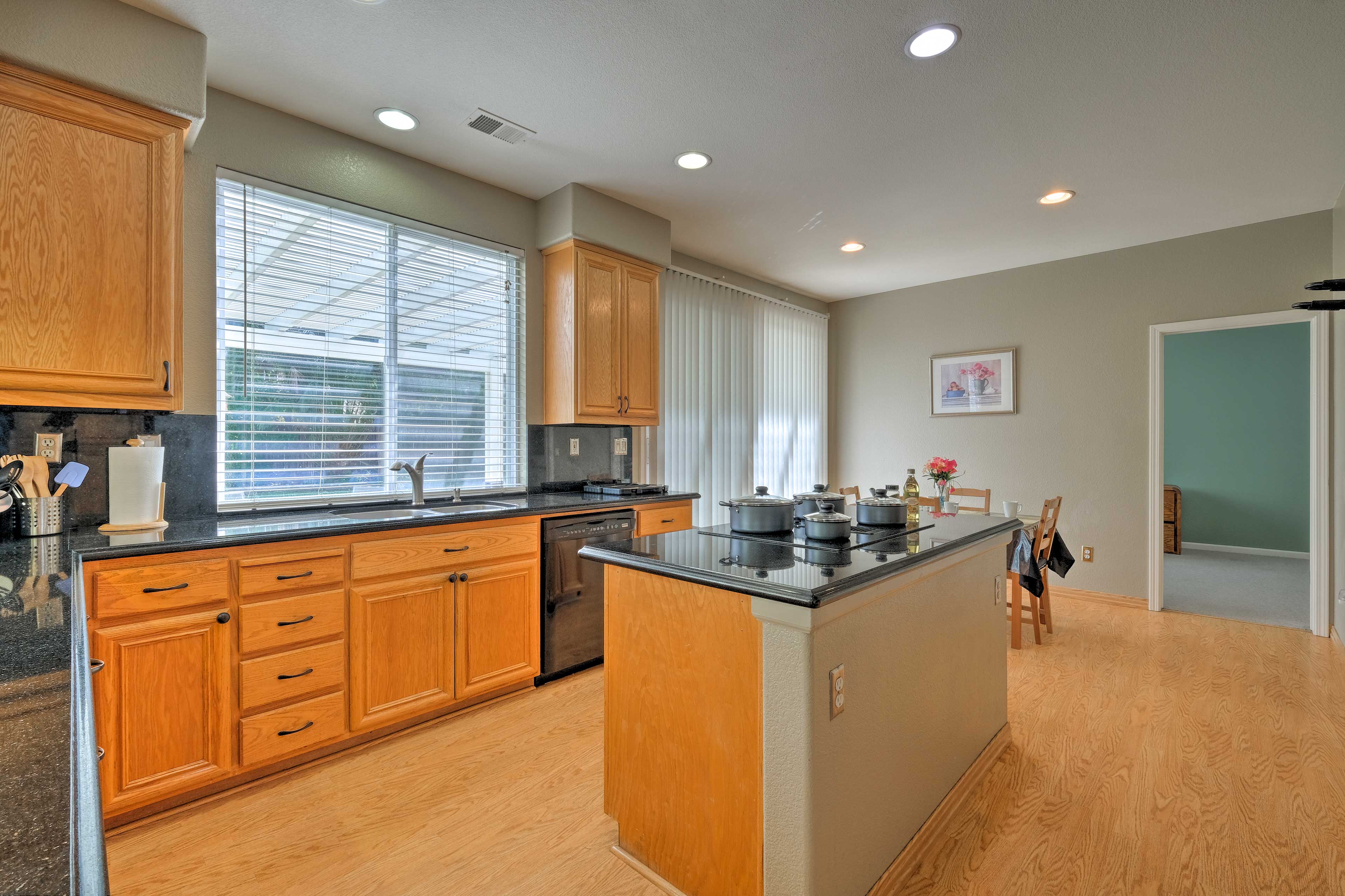 Grab a bite to eat at the kitchen island.