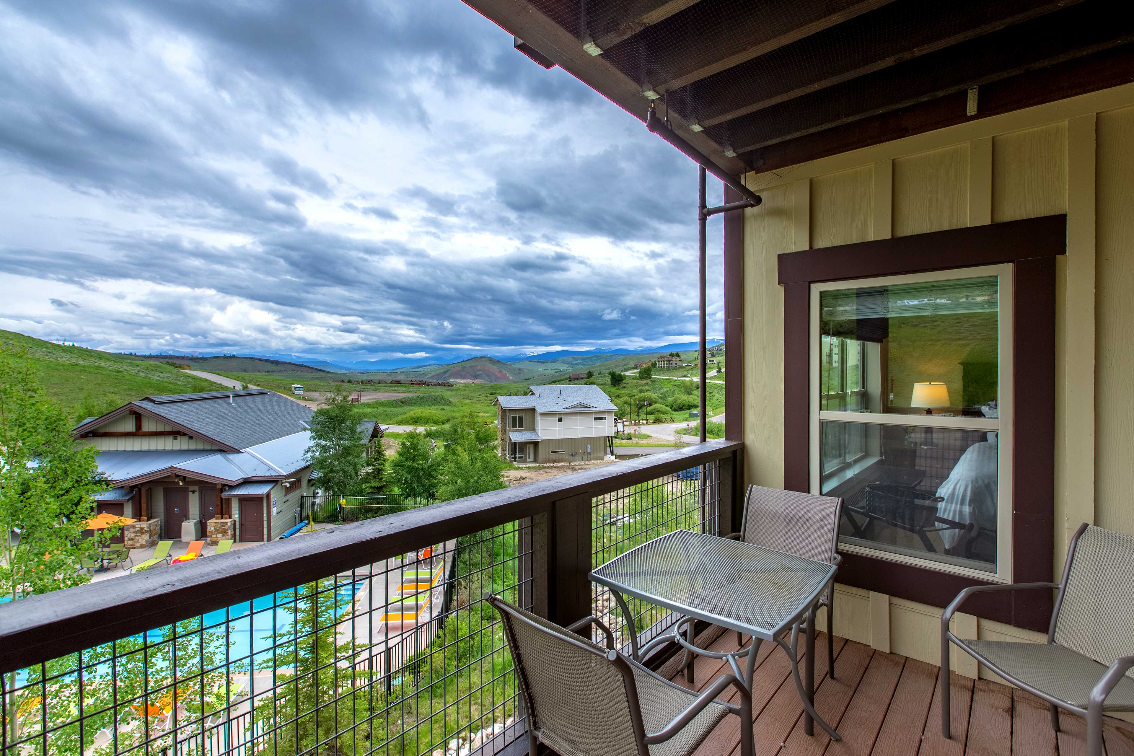 Sip morning coffee on the balcony and take in the Rocky Mountain views.
