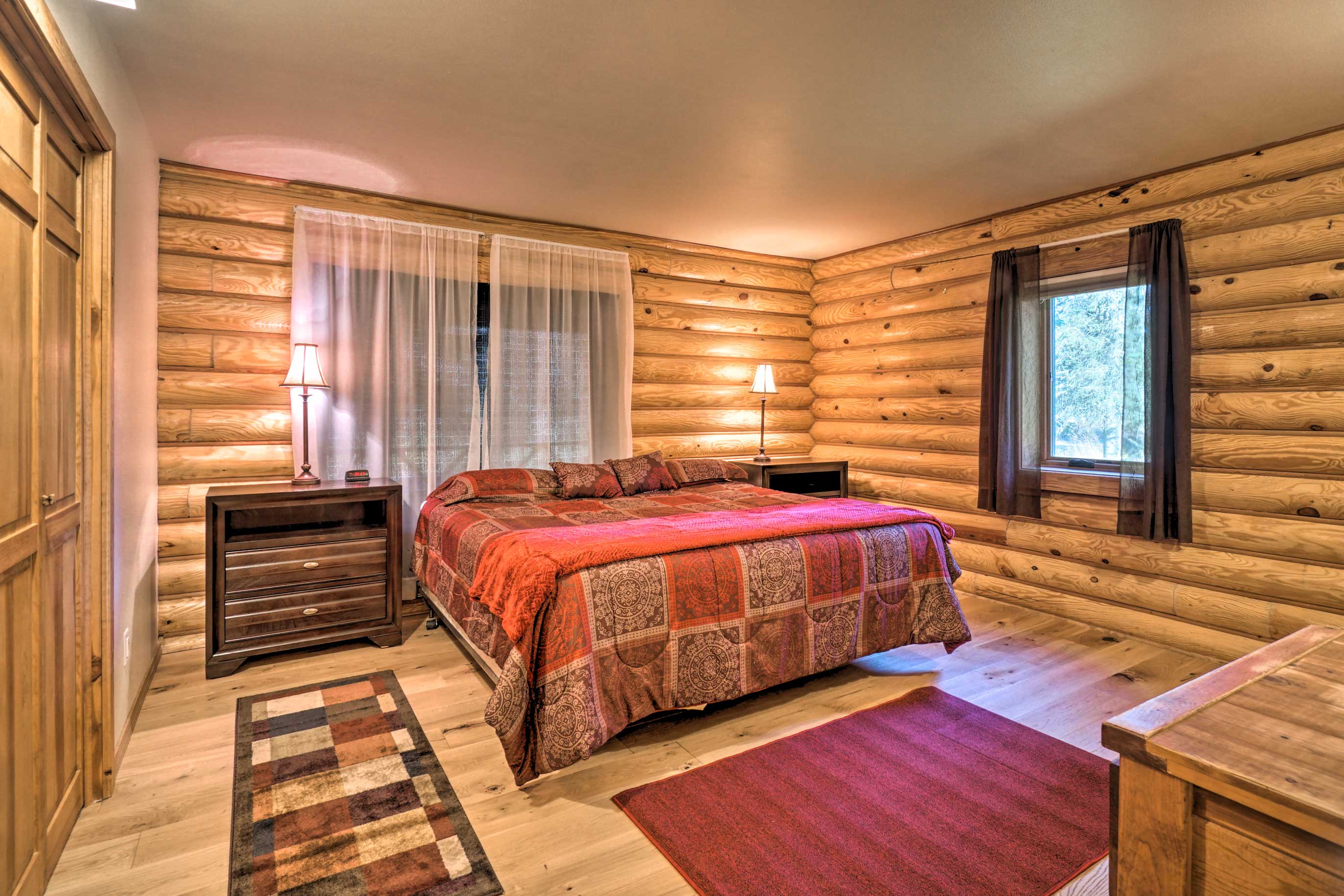 The first bedroom offers a king-sized bed.