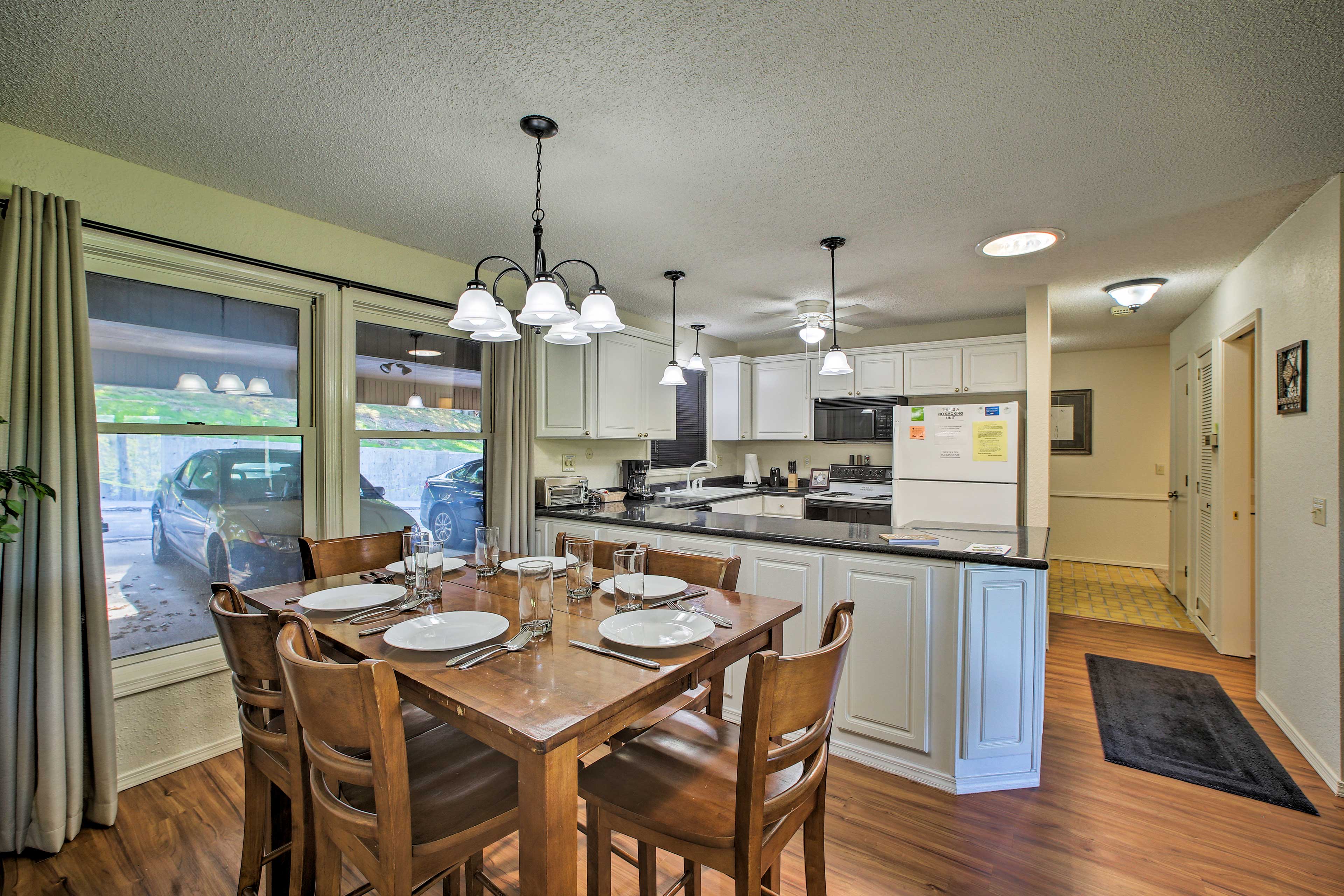 Gather around the formal dining table for family meals.