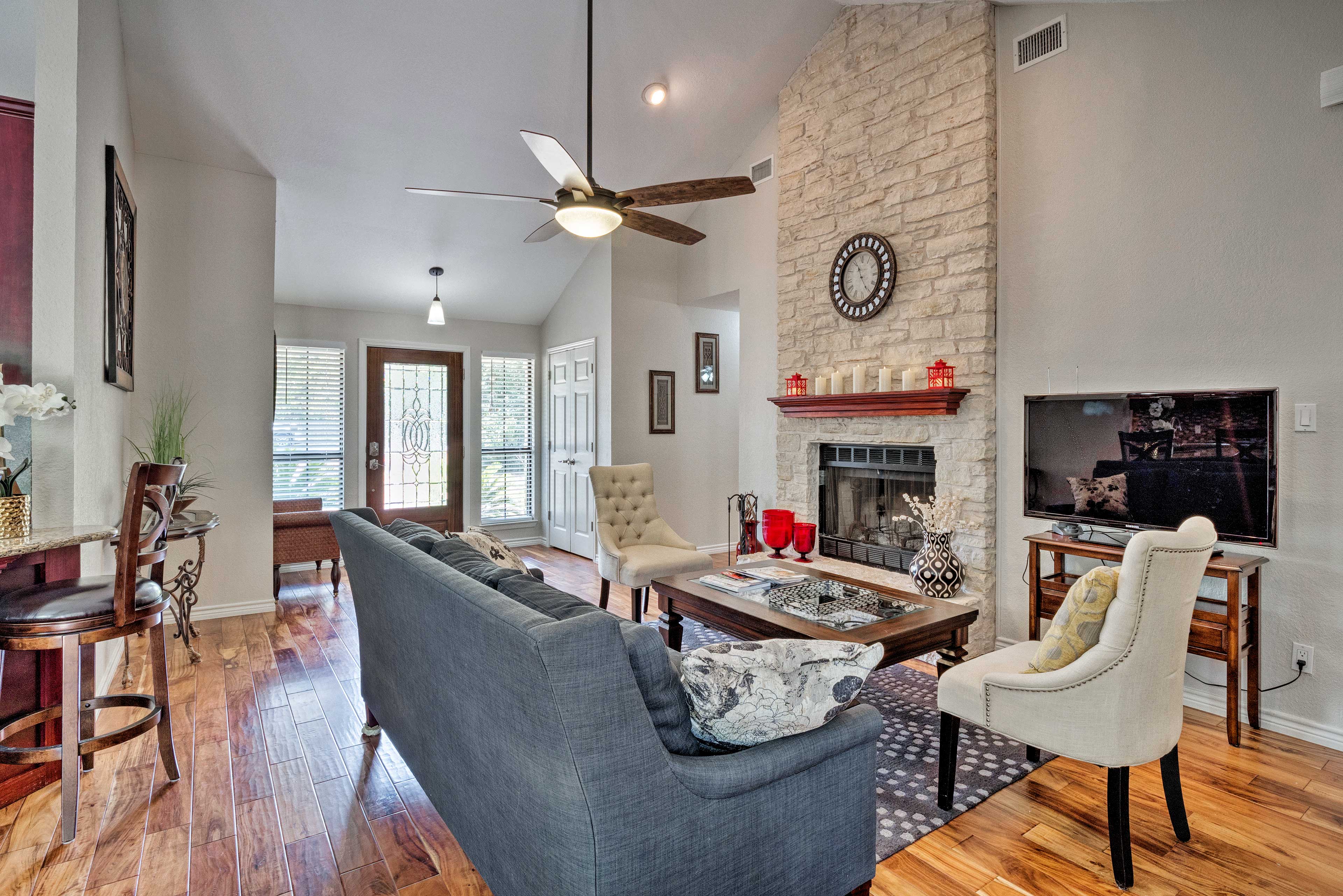 The home features new wood floors throughout.