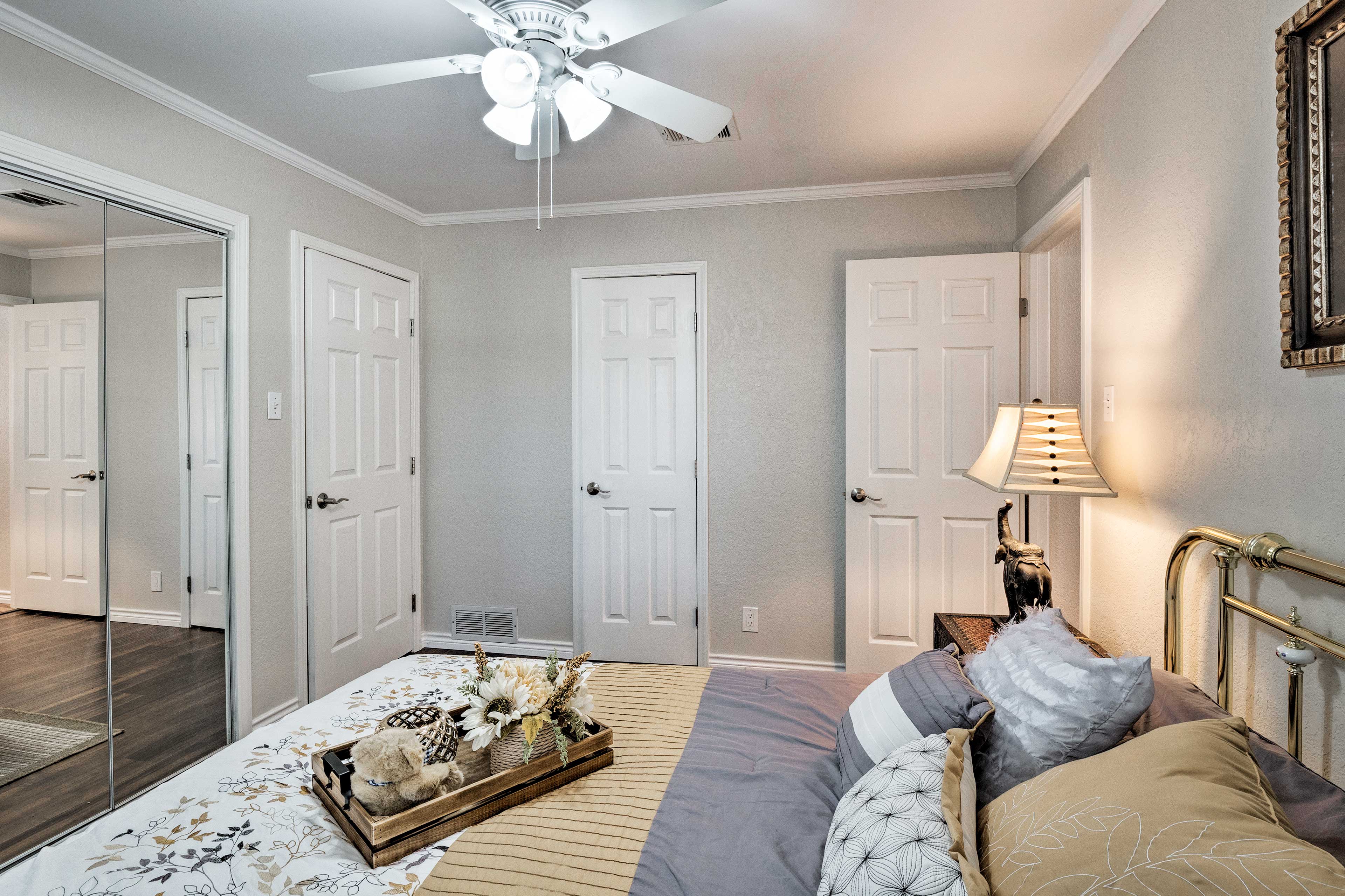 The ceiling fan will help keep you cool.