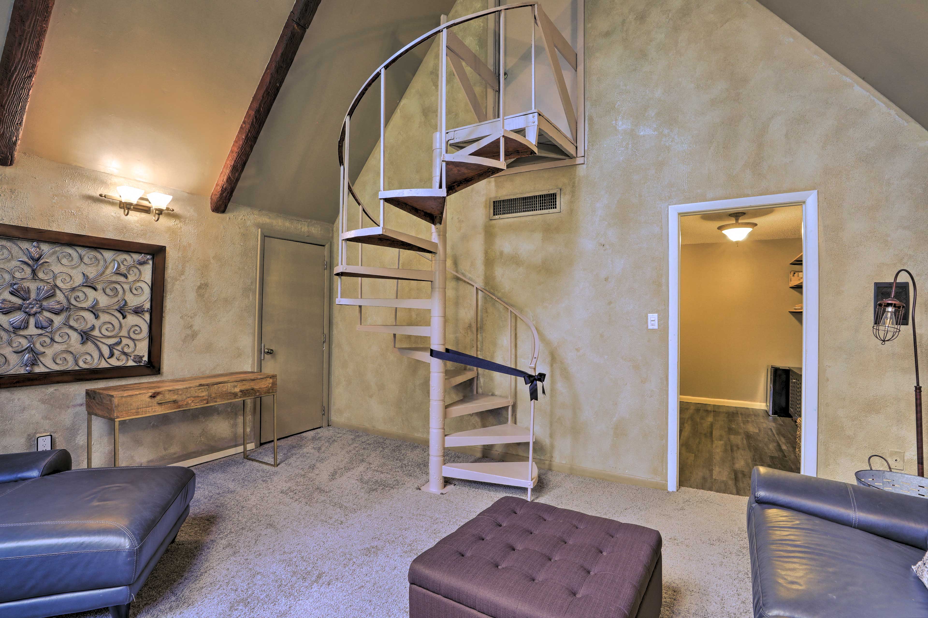 Lower Living Area | Accessible by Spiral Stairs