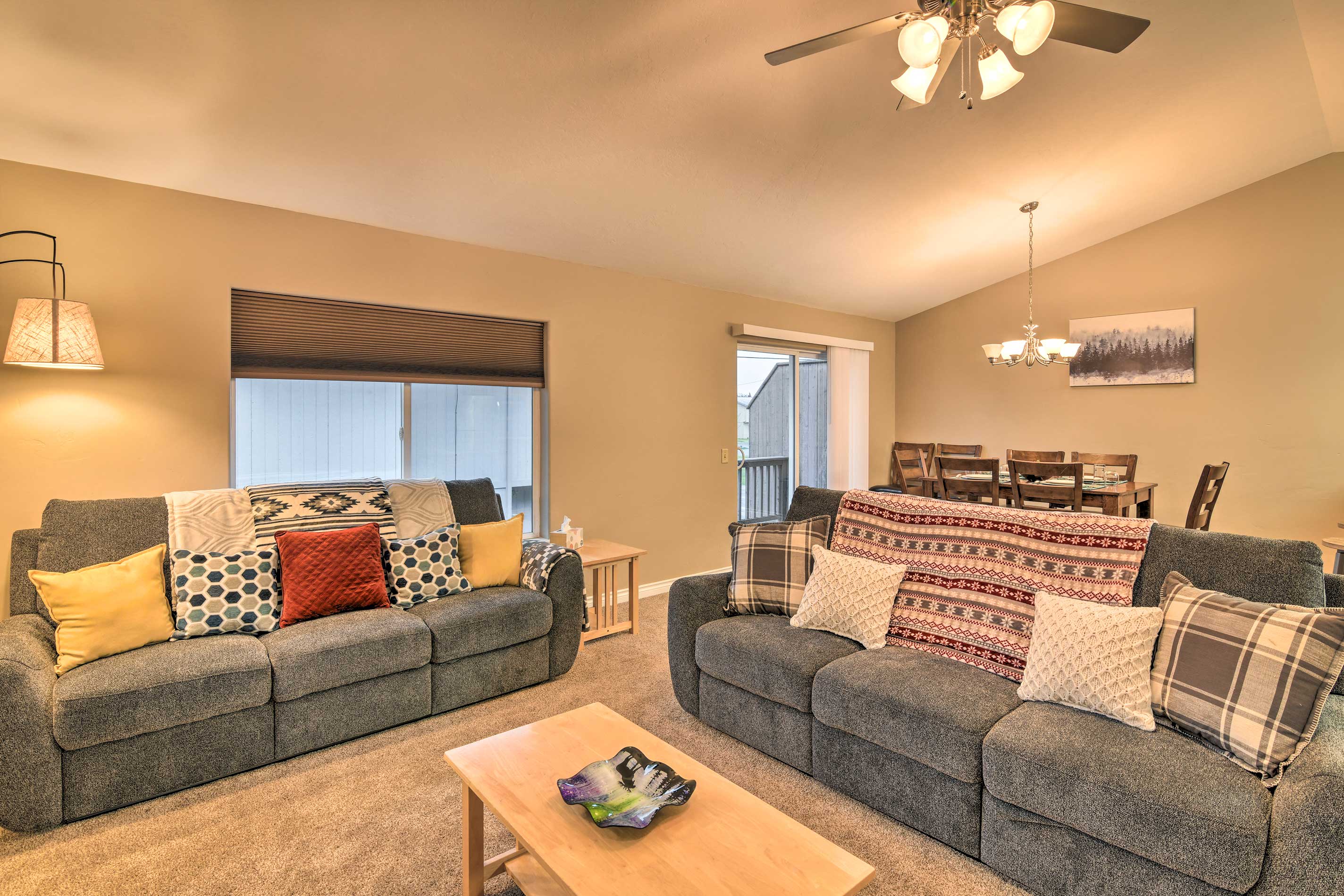 Relax on the comfy couches after a day exploring Anchorage.