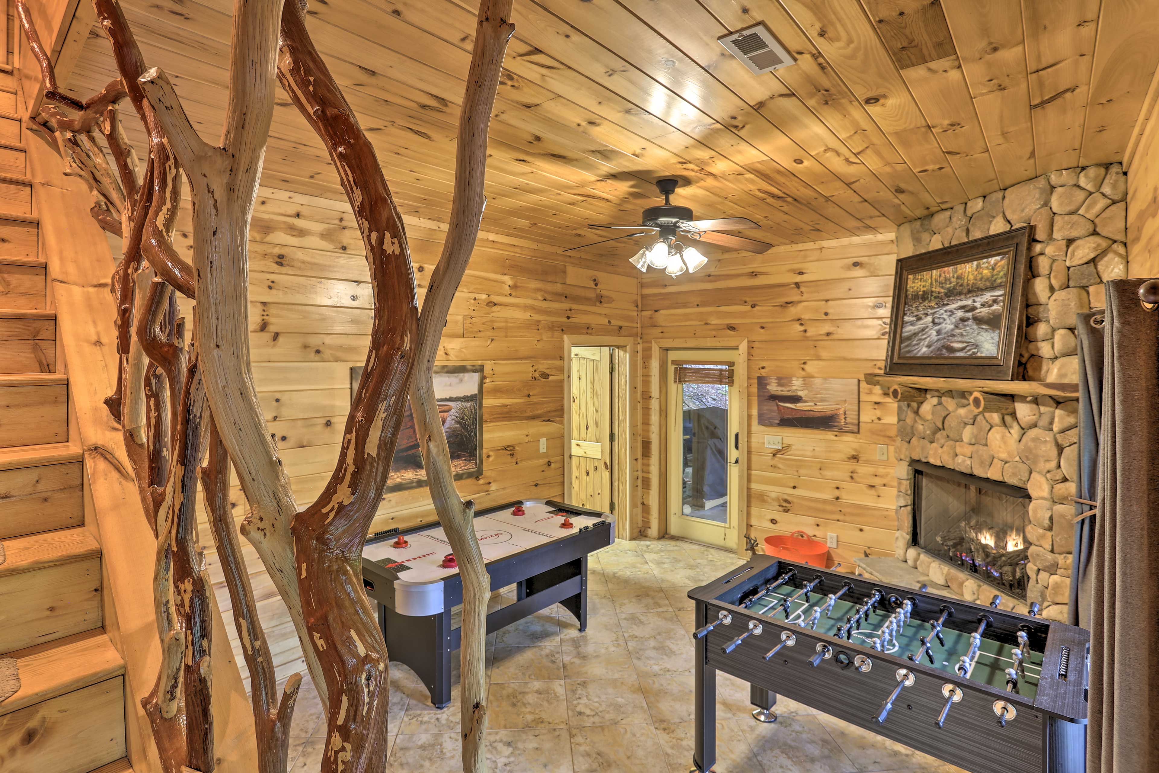 Game Room | Lower Level | Stone Fireplace