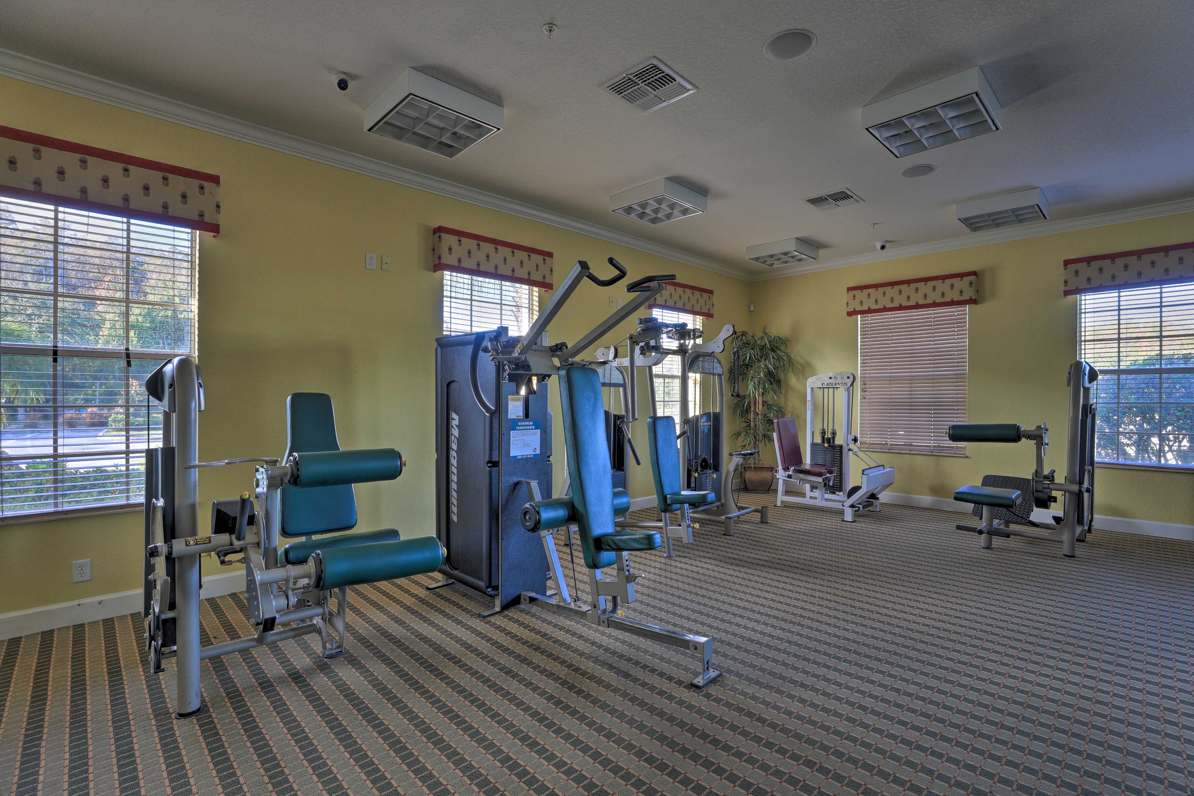 Work up a sweat at the fitness center.