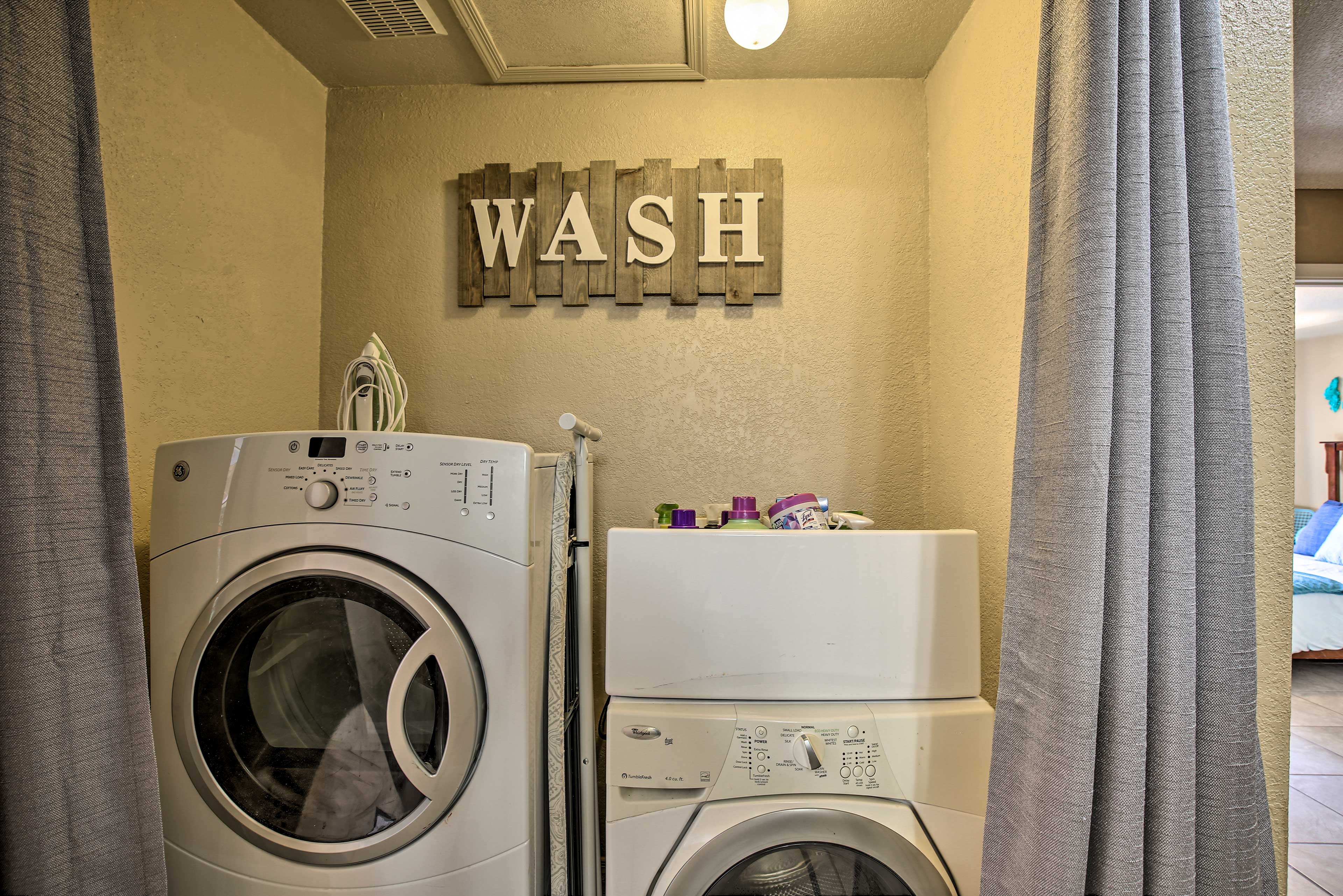 Use the washer and dryer to keep your clothes fresh and clean.