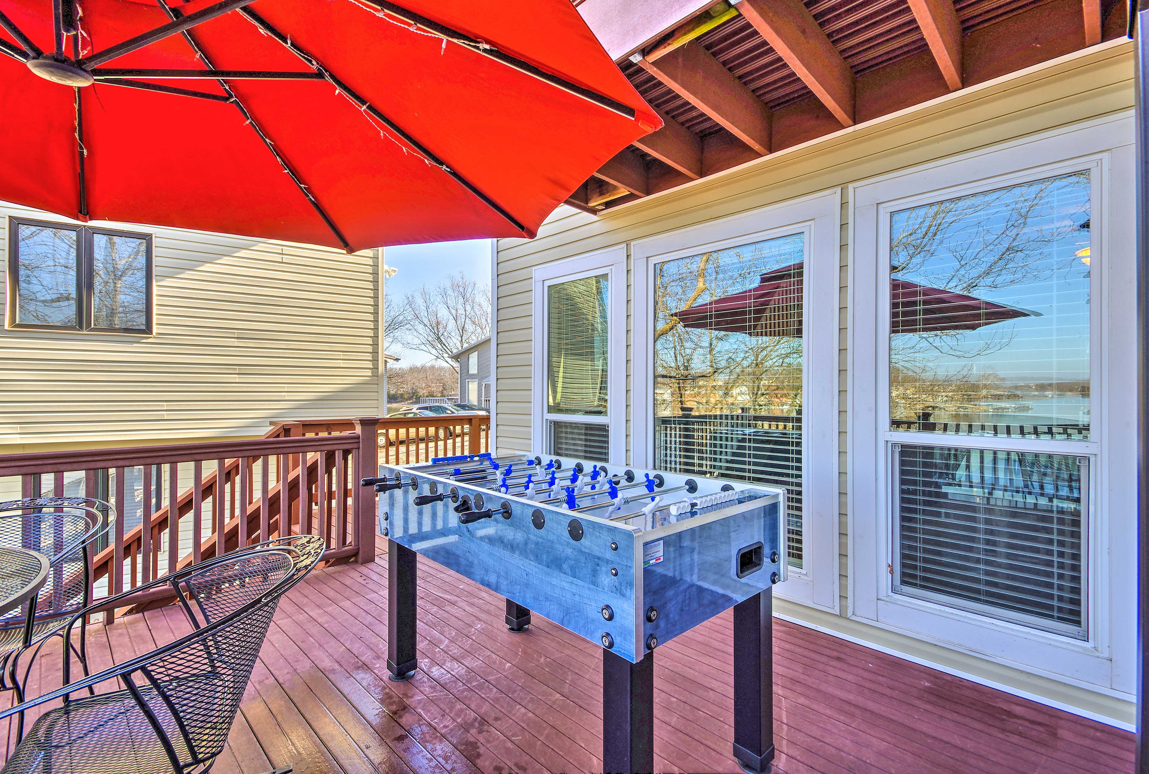 Furnished Deck | Foosball Table | Outdoor Dining | Gas Grill | Lake Views