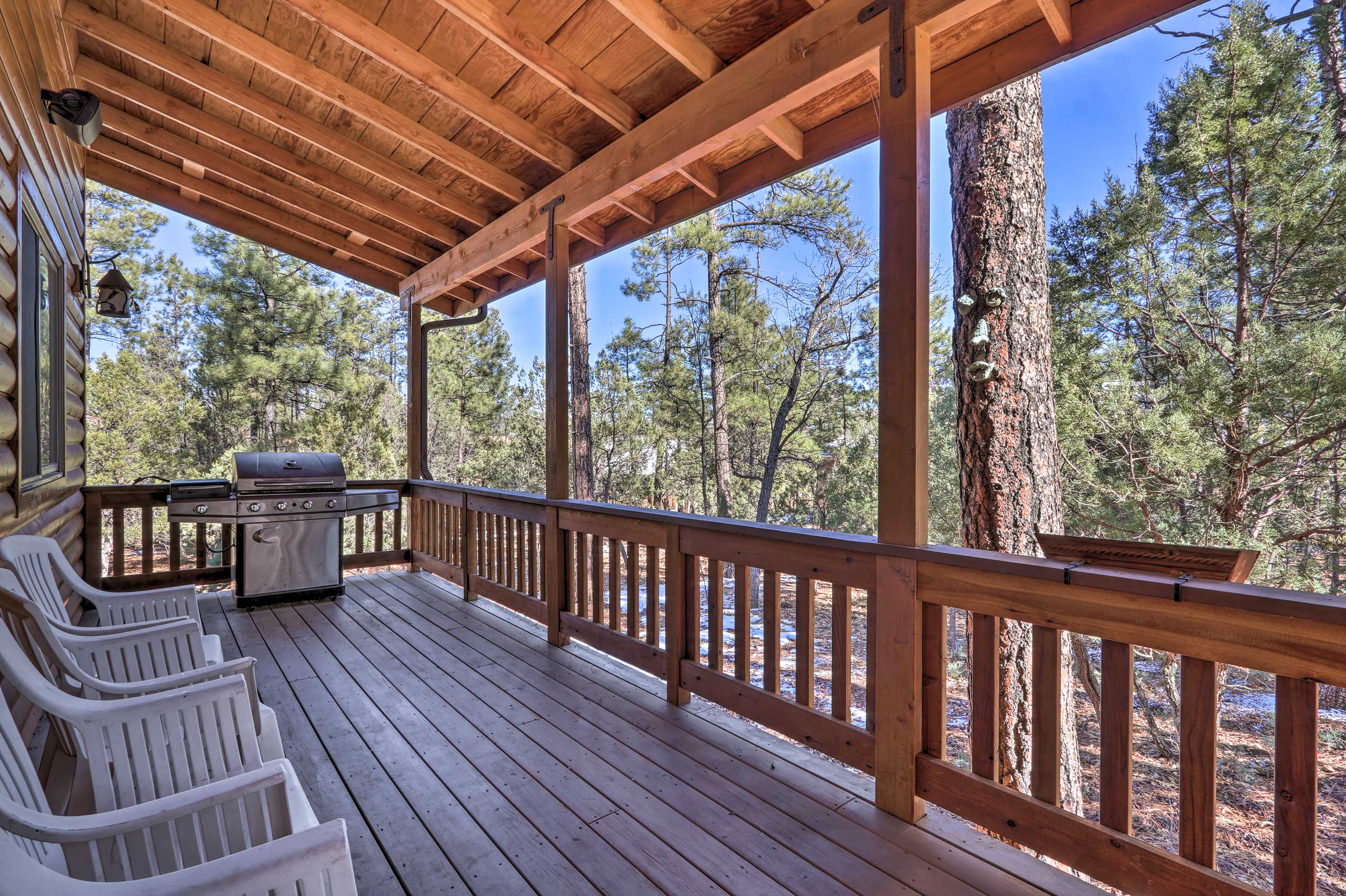 Covered Deck | Gas Grill | Forest Views