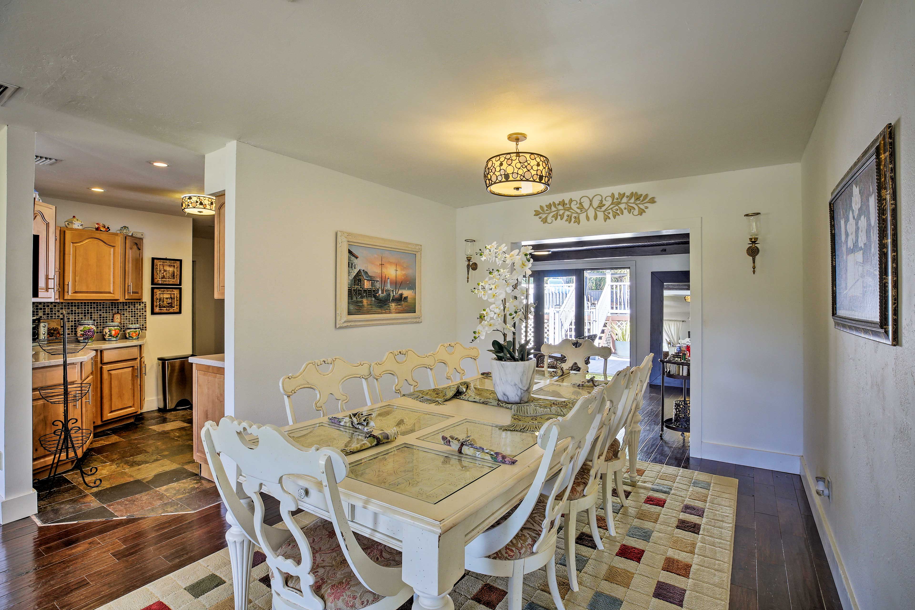 The elegant dining room is a great space for more formal dinners.