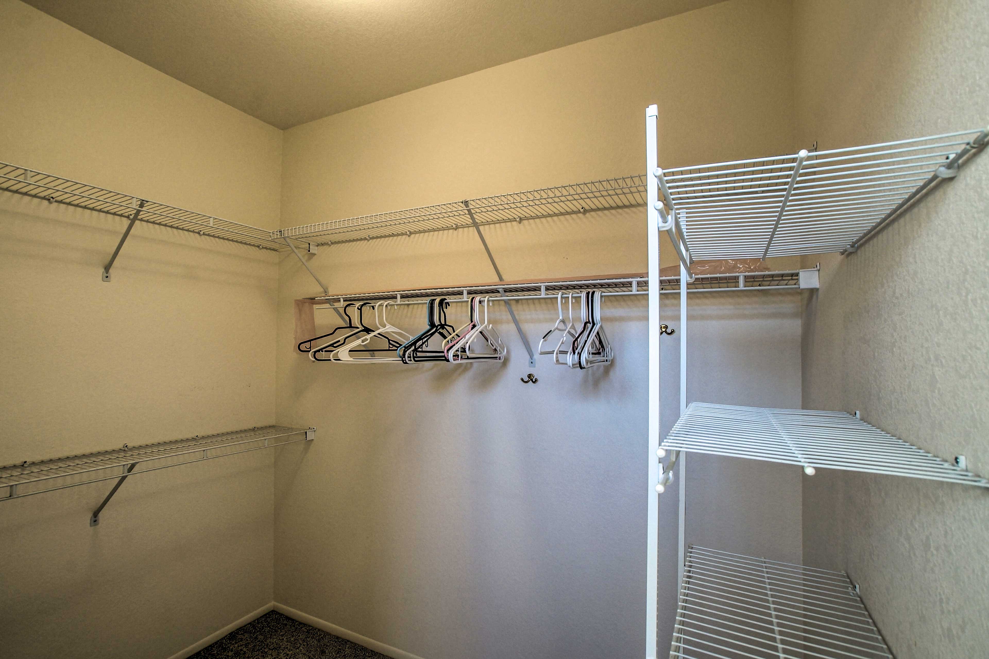 Store your luggage in the walk-in closet.