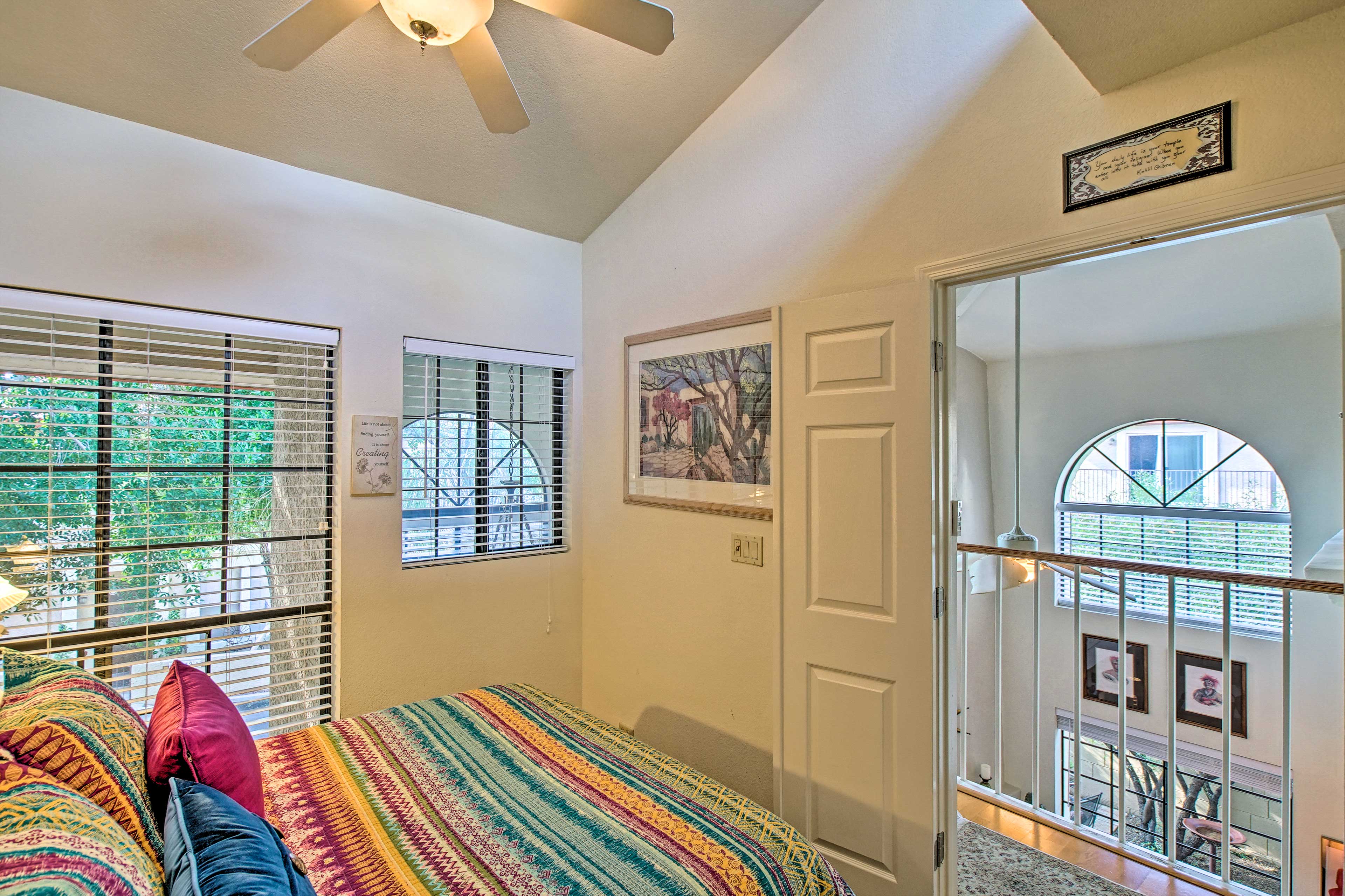 The French doors lead to the open hallway.