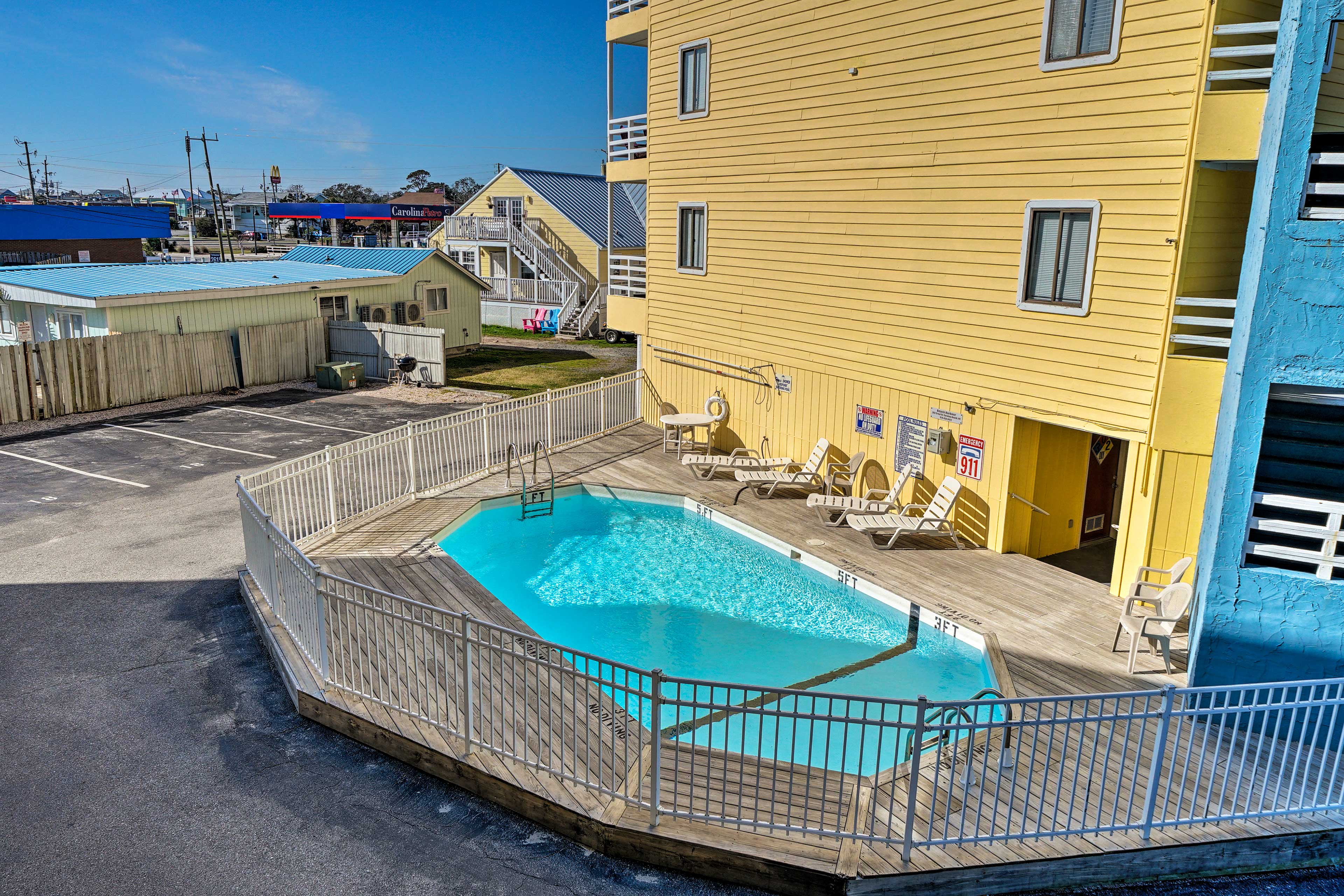 The community pool is a short walk from your door.