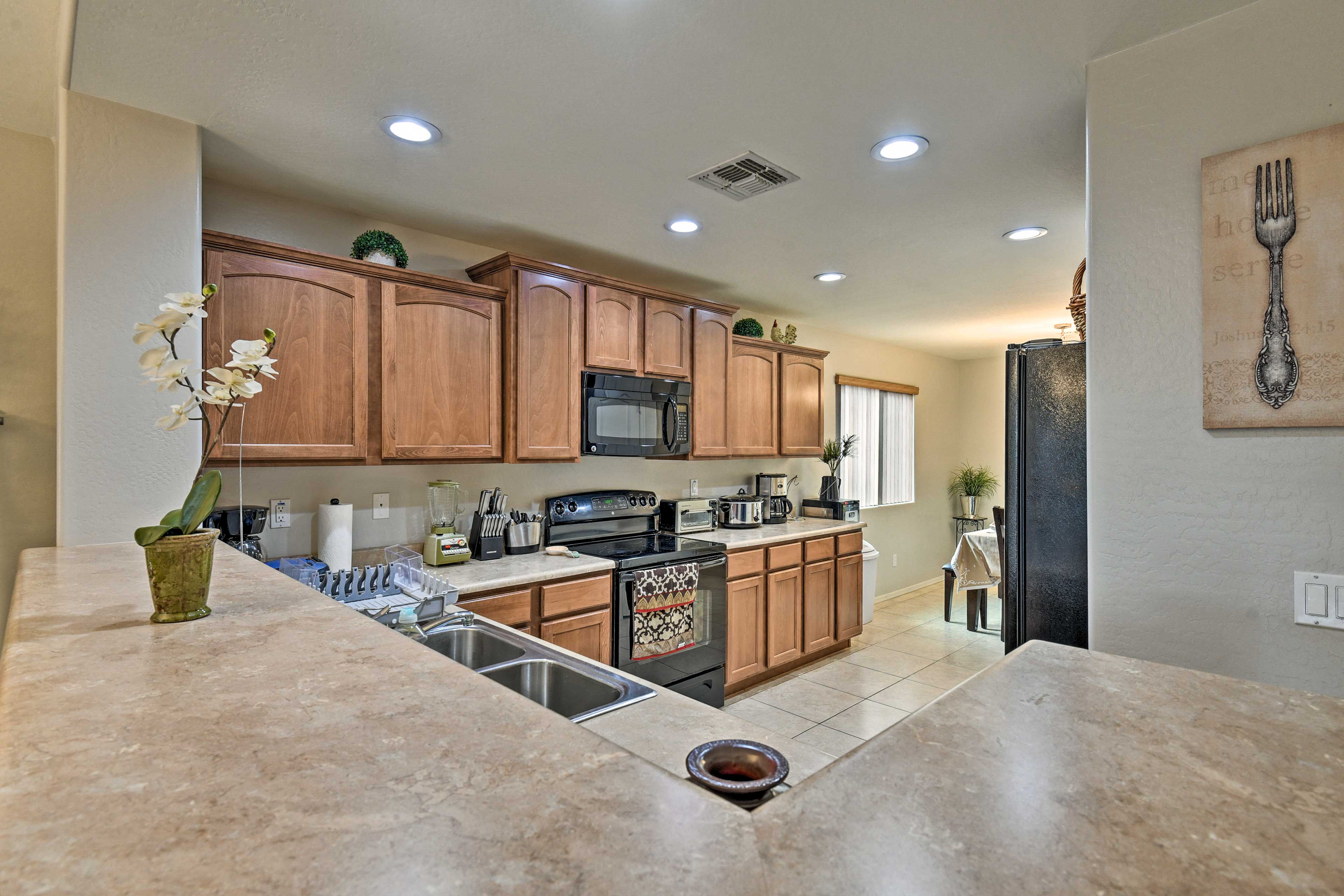 The fully equipped kitchen offers all the cooking essentials.