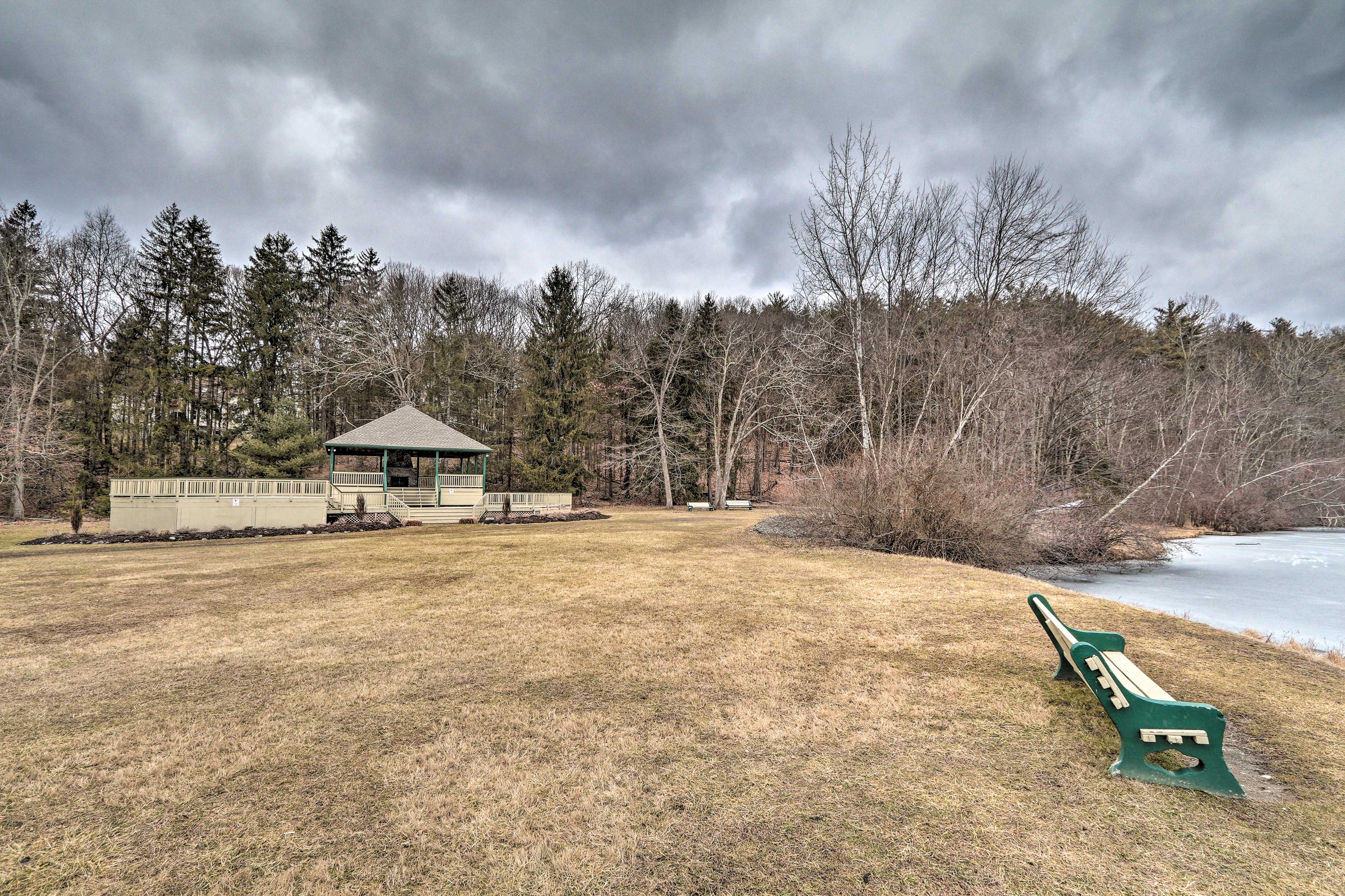 The lake is just steps from the property.