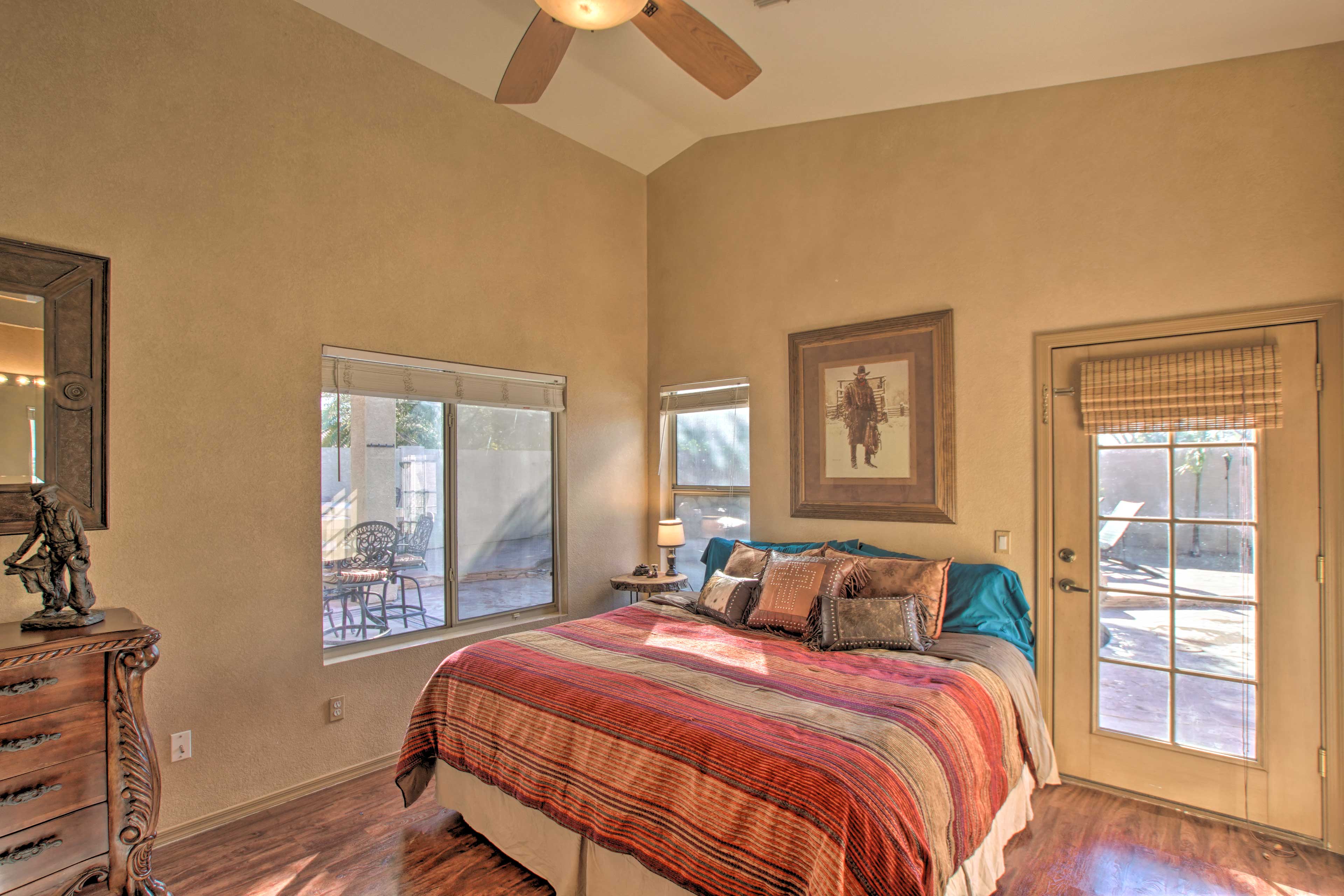 The main bedroom boasts a king bed.