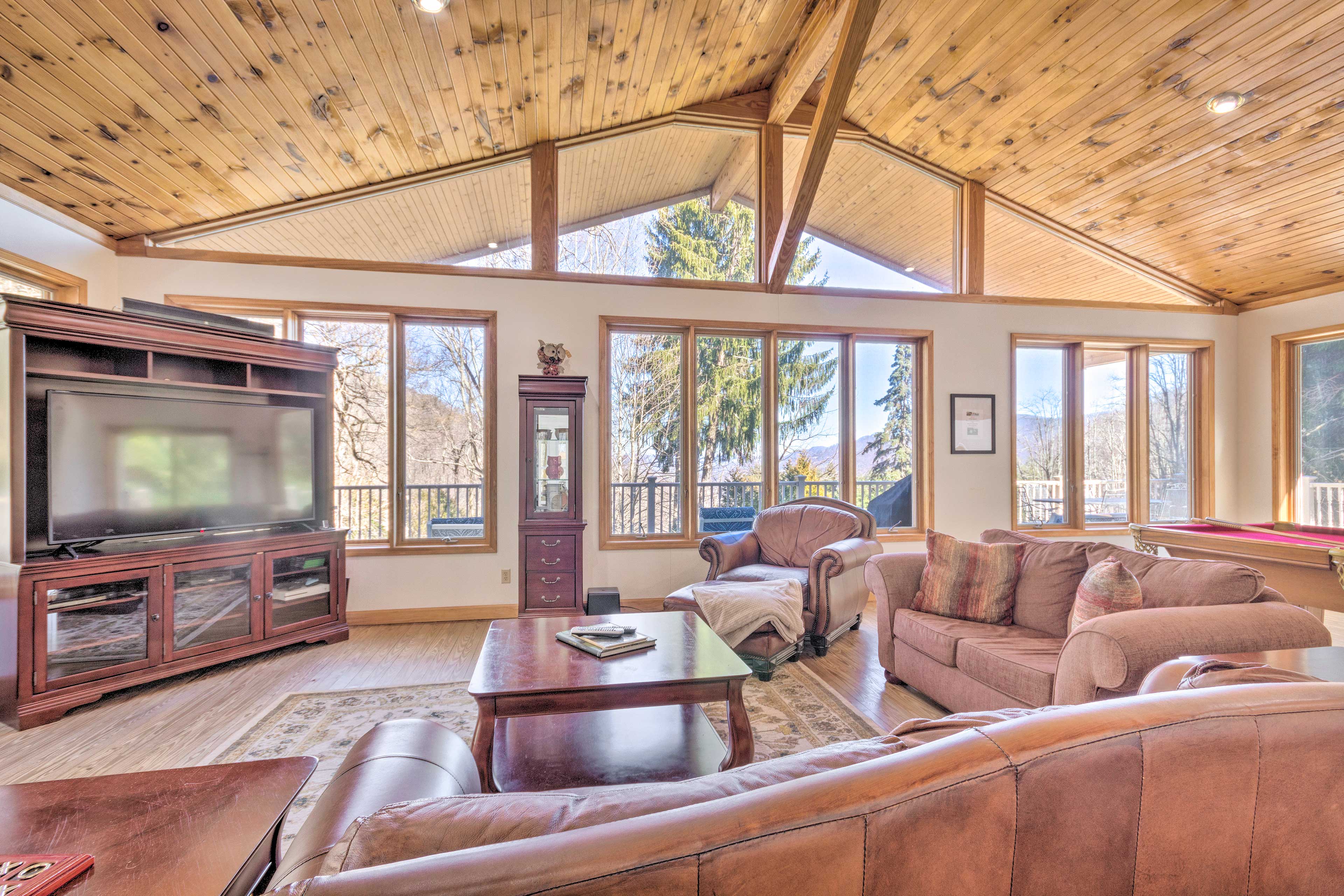 Enjoy stunning views of the mountains from the living room.