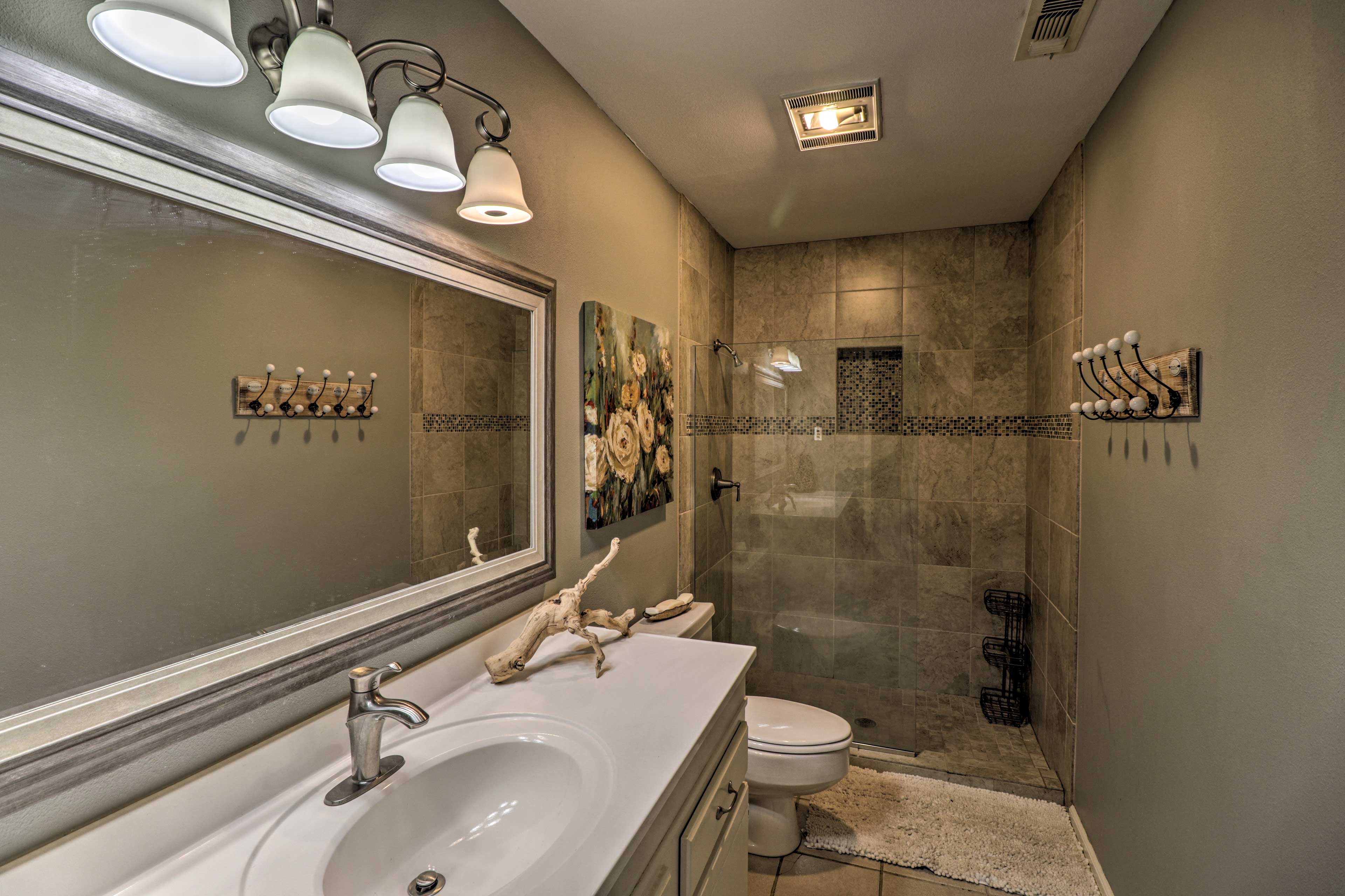 Step into the luxurious walk-in shower.