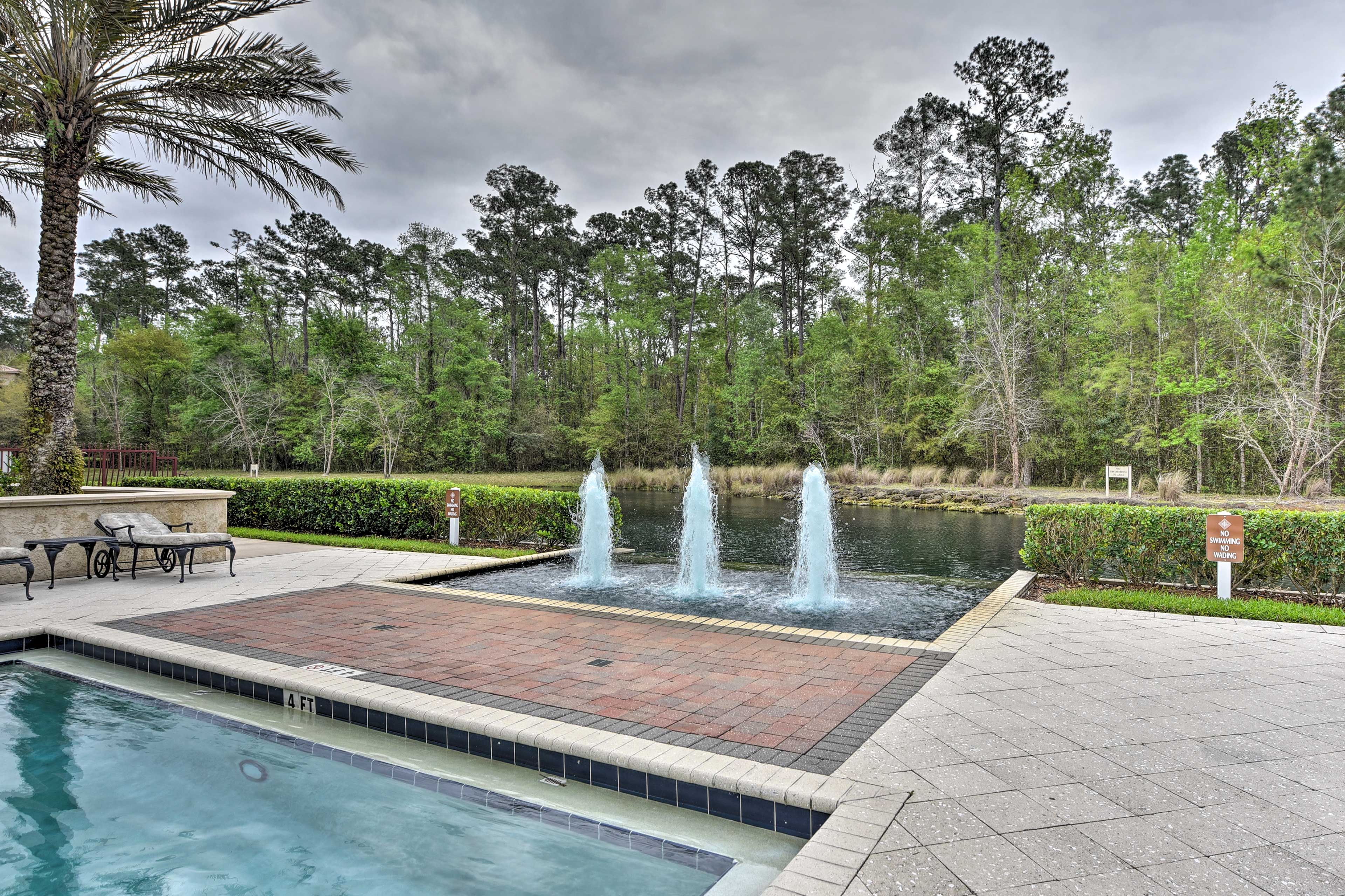 Admire the sparkling waterfront fountains.