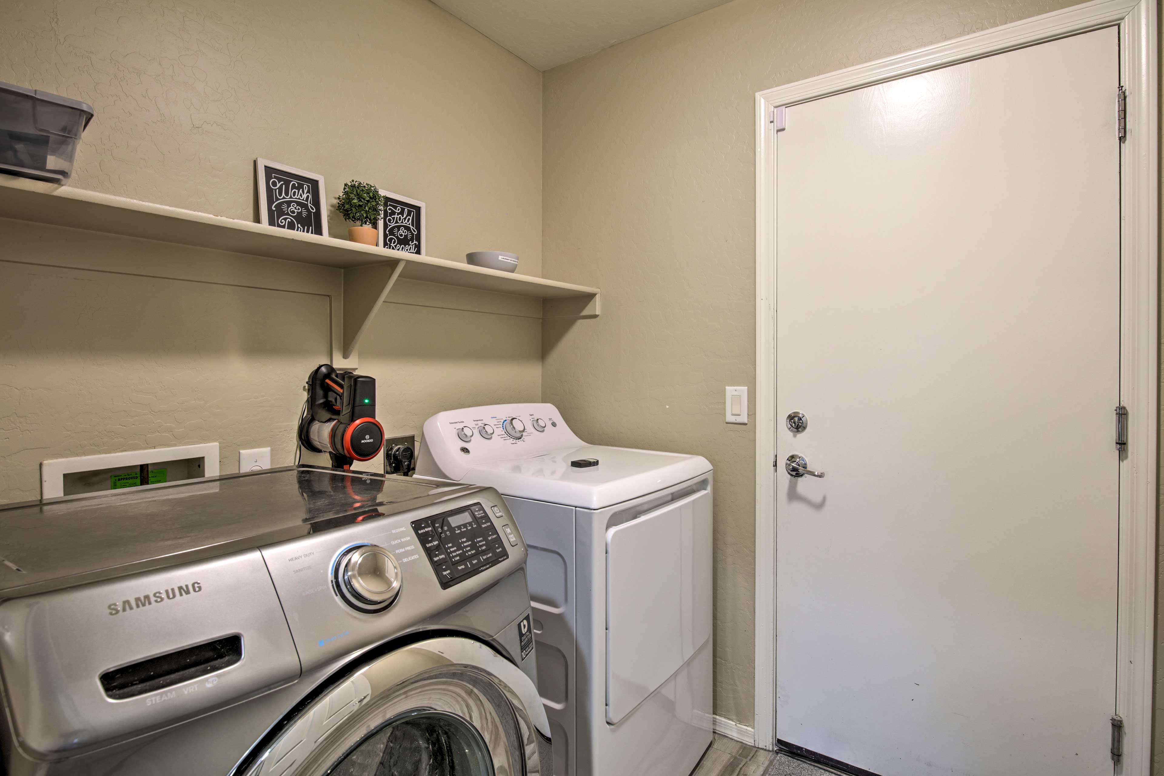 The washer and dryer allows you to wash and re-wear your favorite outfits.