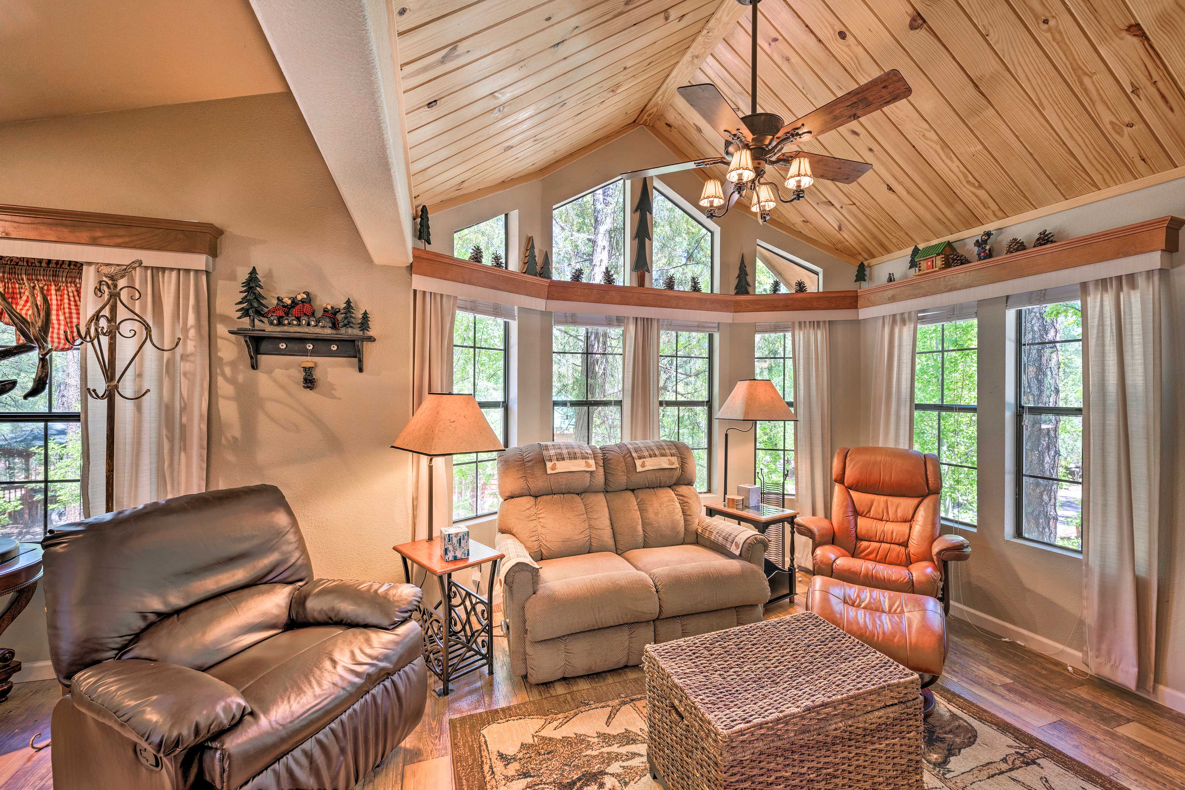 Curl up in this cozy living room for a quiet evening in.