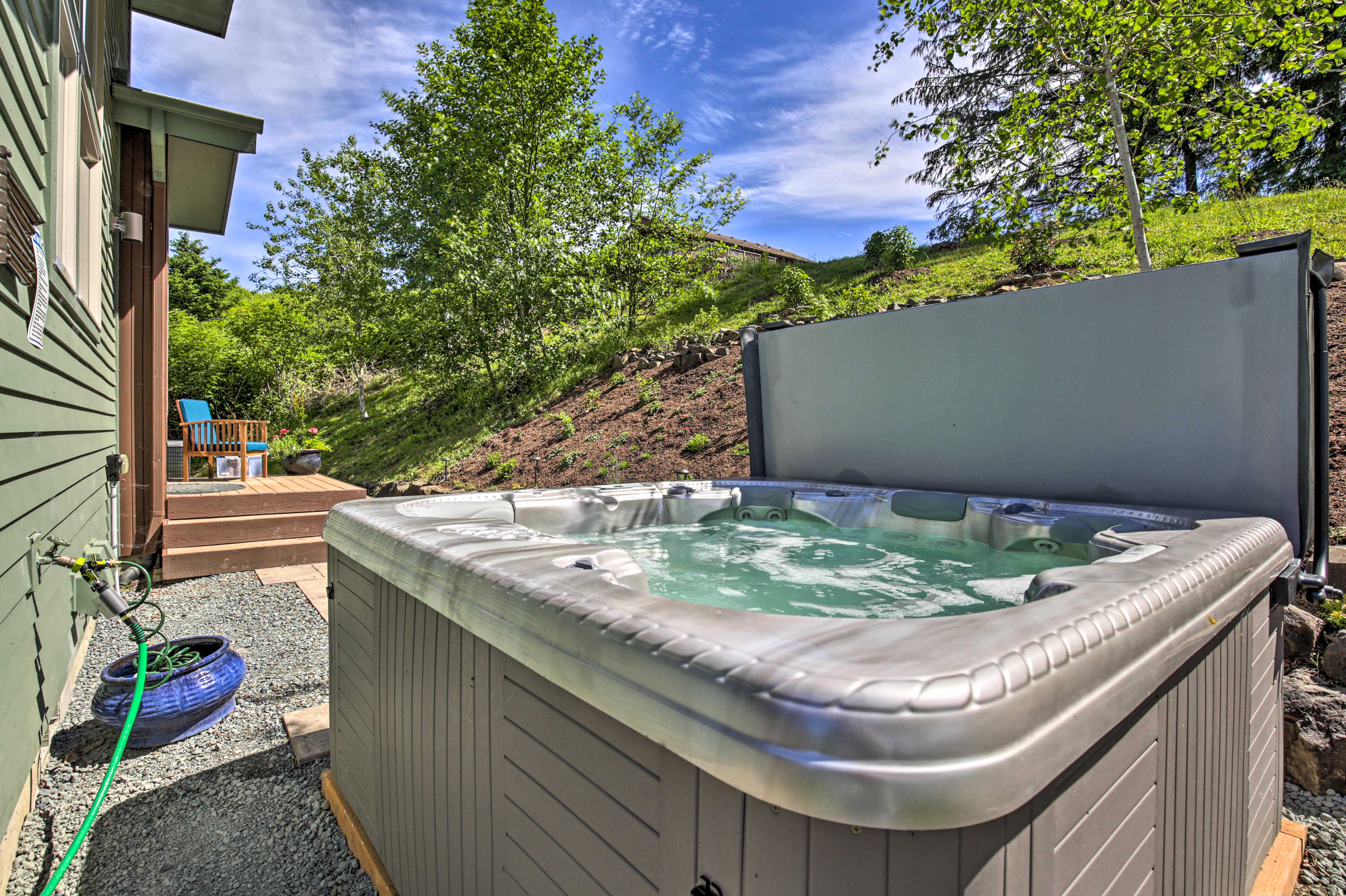 If you didn't lounge enough on the beach - sink into the hot tub for more!