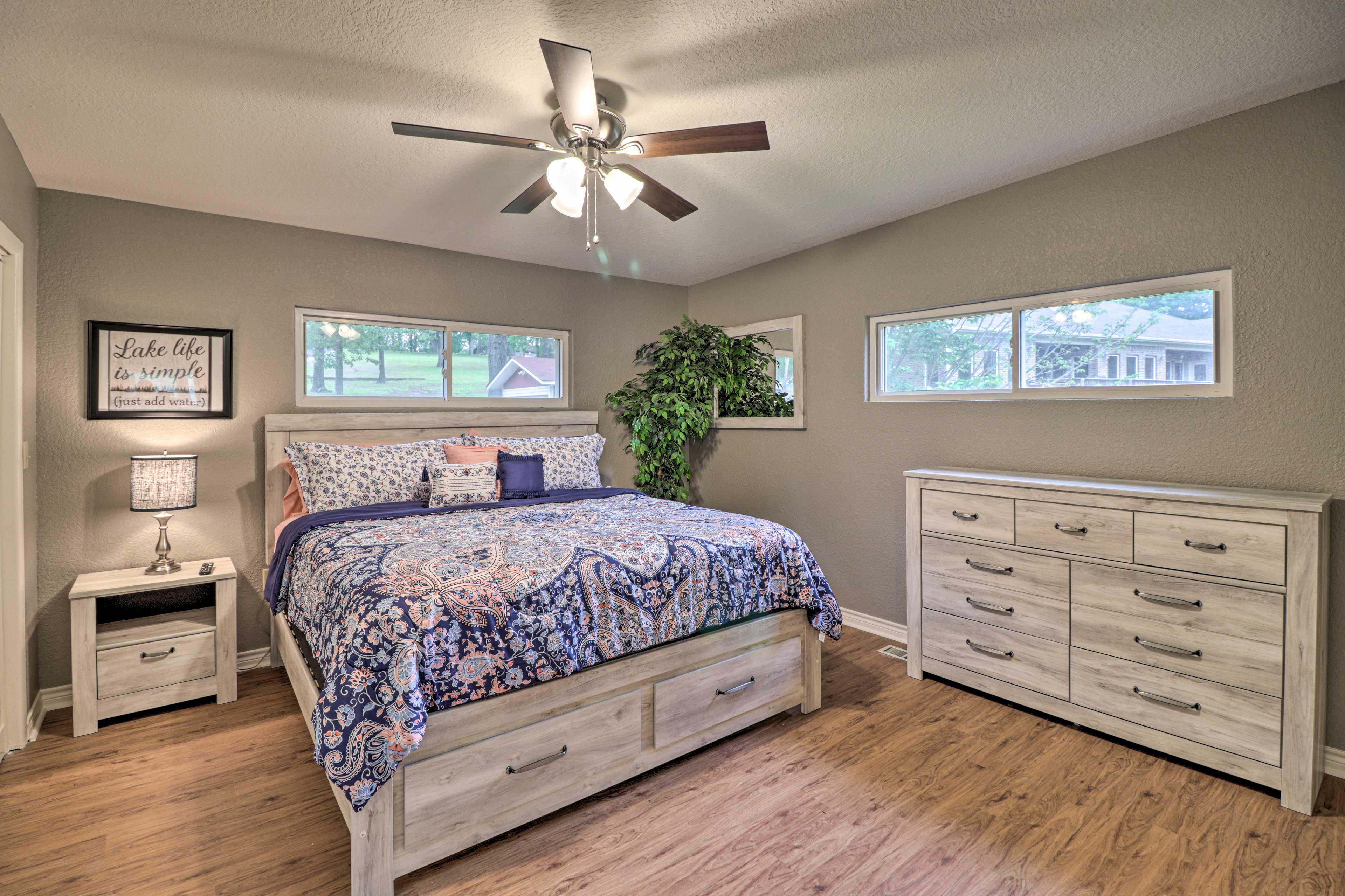 There is a king bed in the first bedroom.