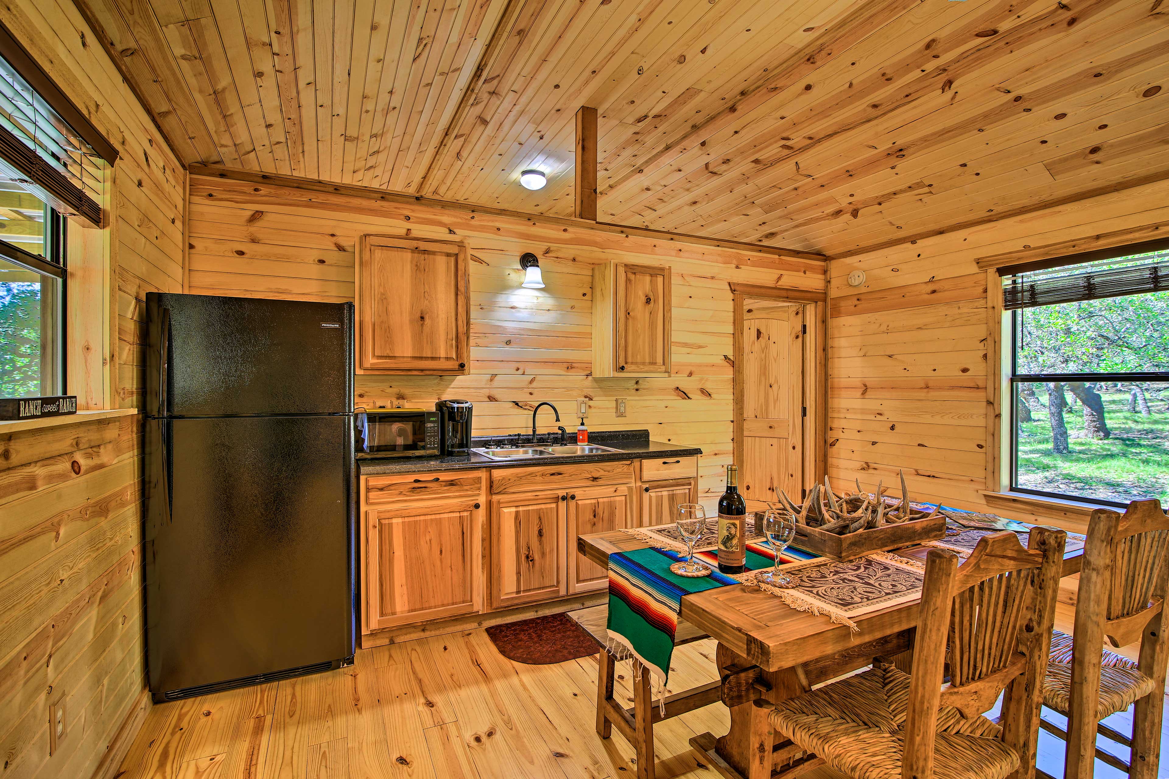 The vaulted ceilings create an open, bright space.