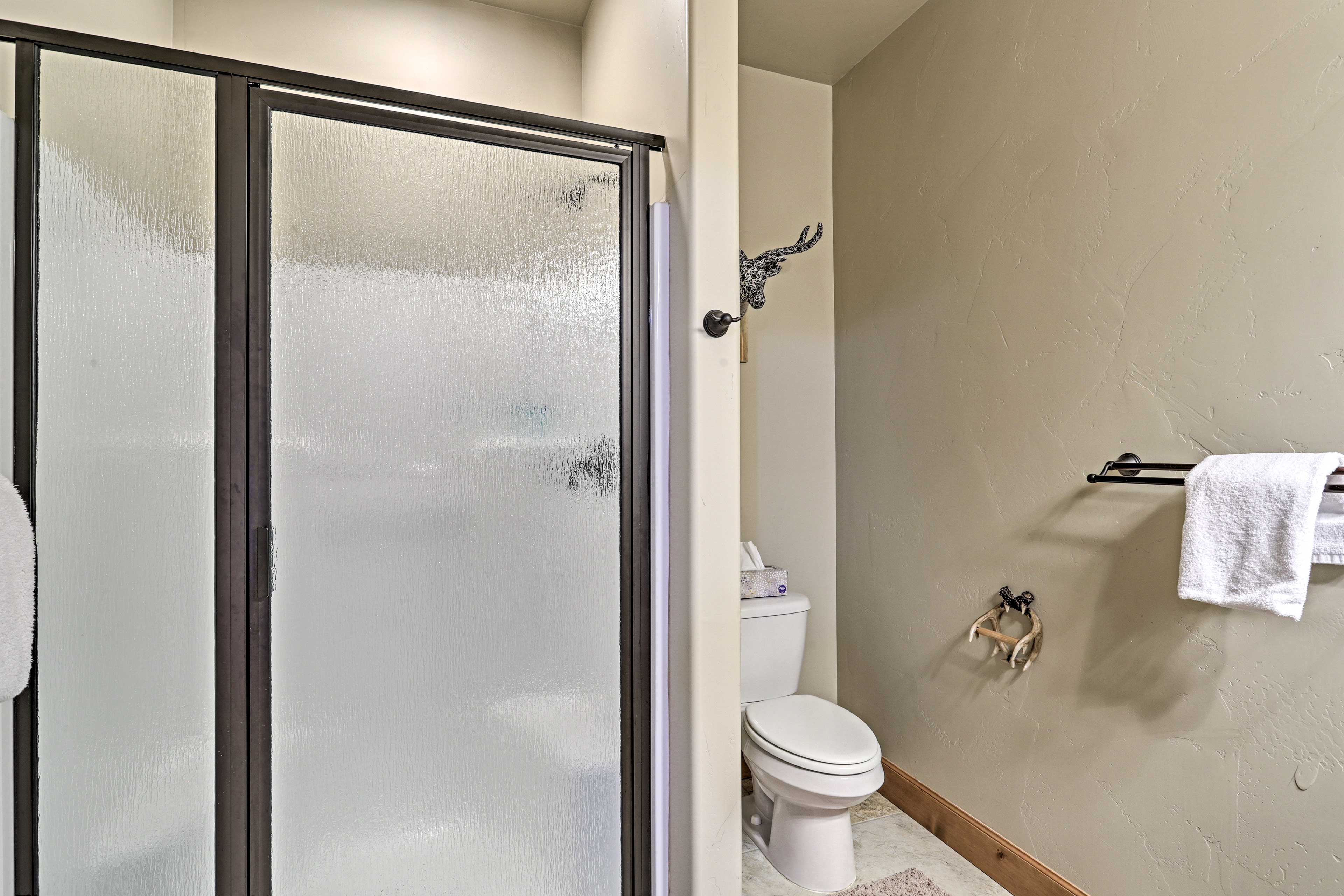 Freshen up with quick rinse in the walk-in shower.