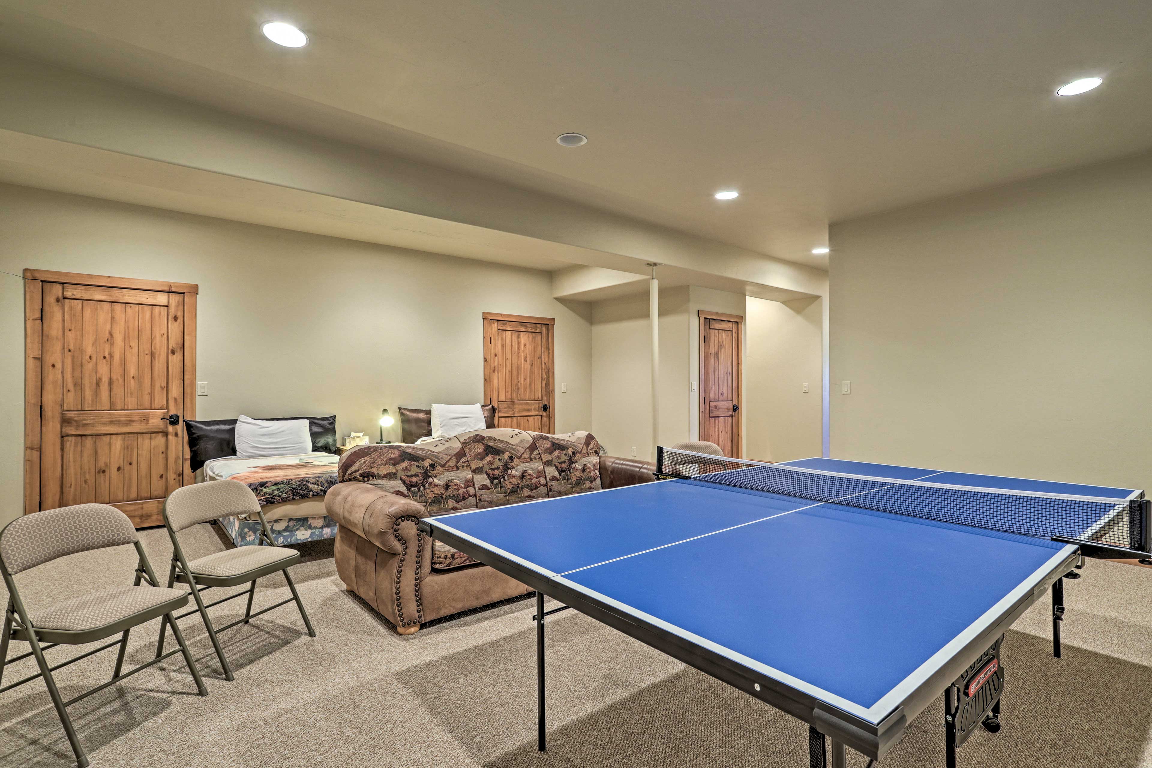 If ping pong isn't your game, watch a show on the flat-screen TV.