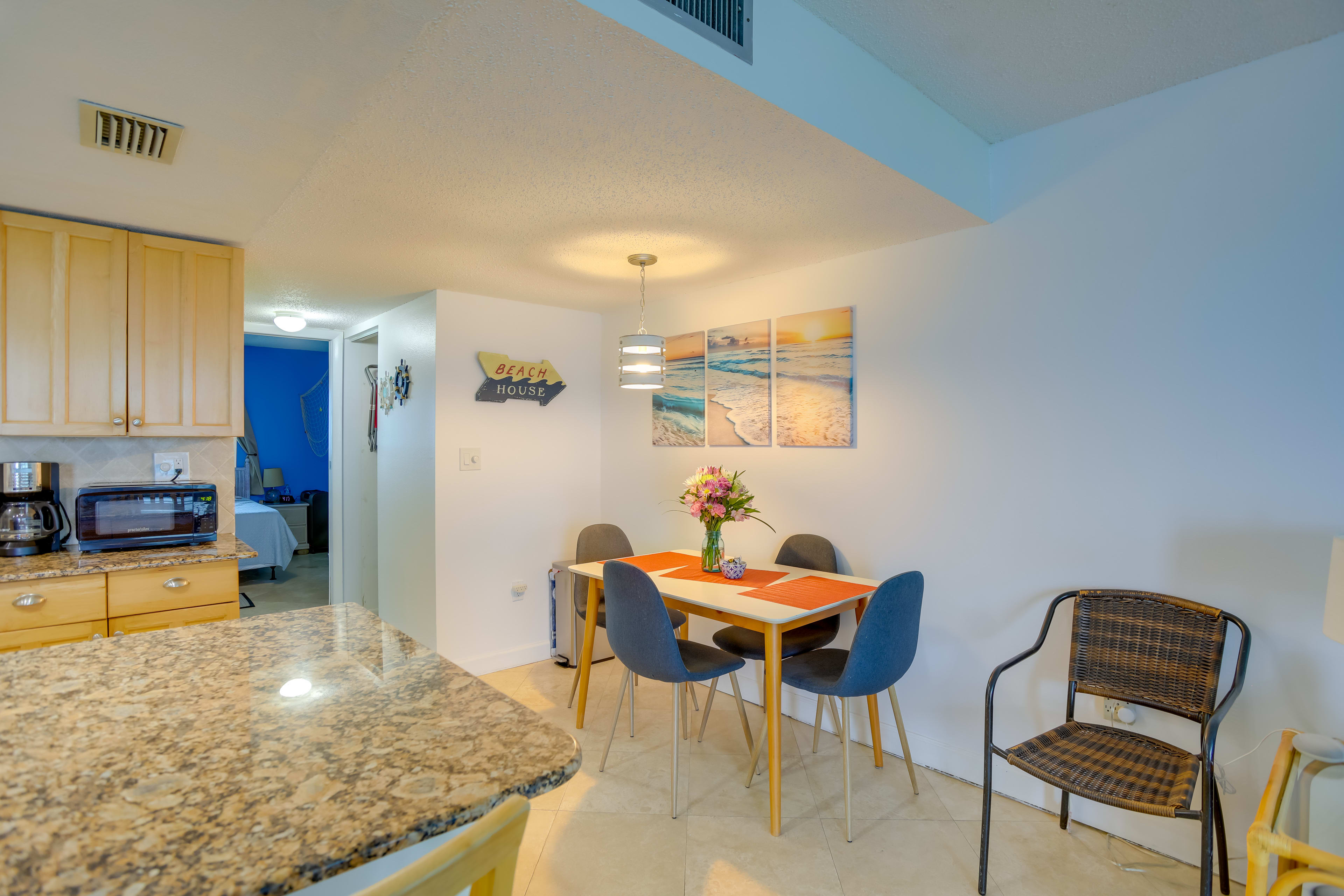 Savor home-cooked seafood dishes around this modern dining table.