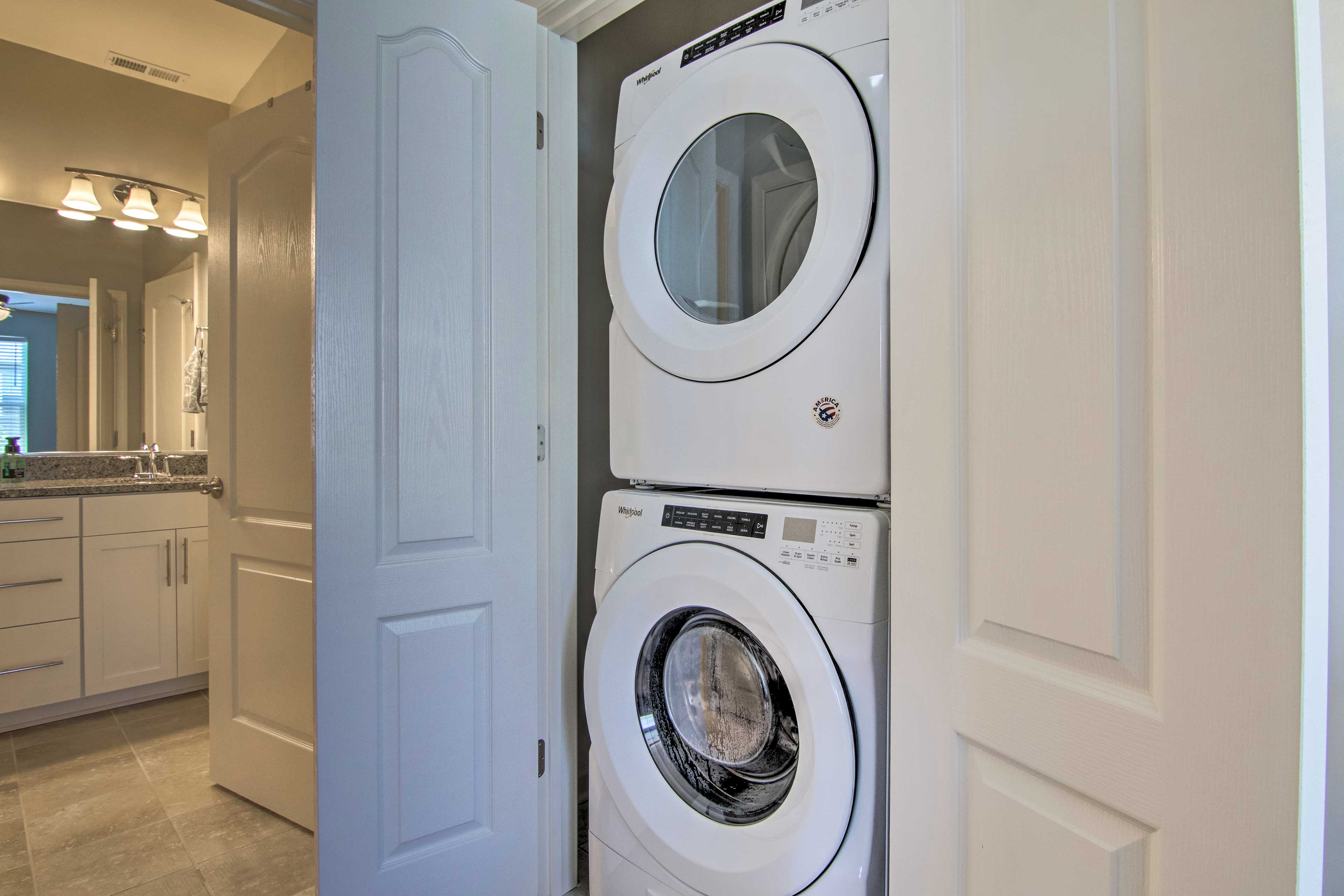 Keep your beach gear fresh with the in-unit laundry machines.