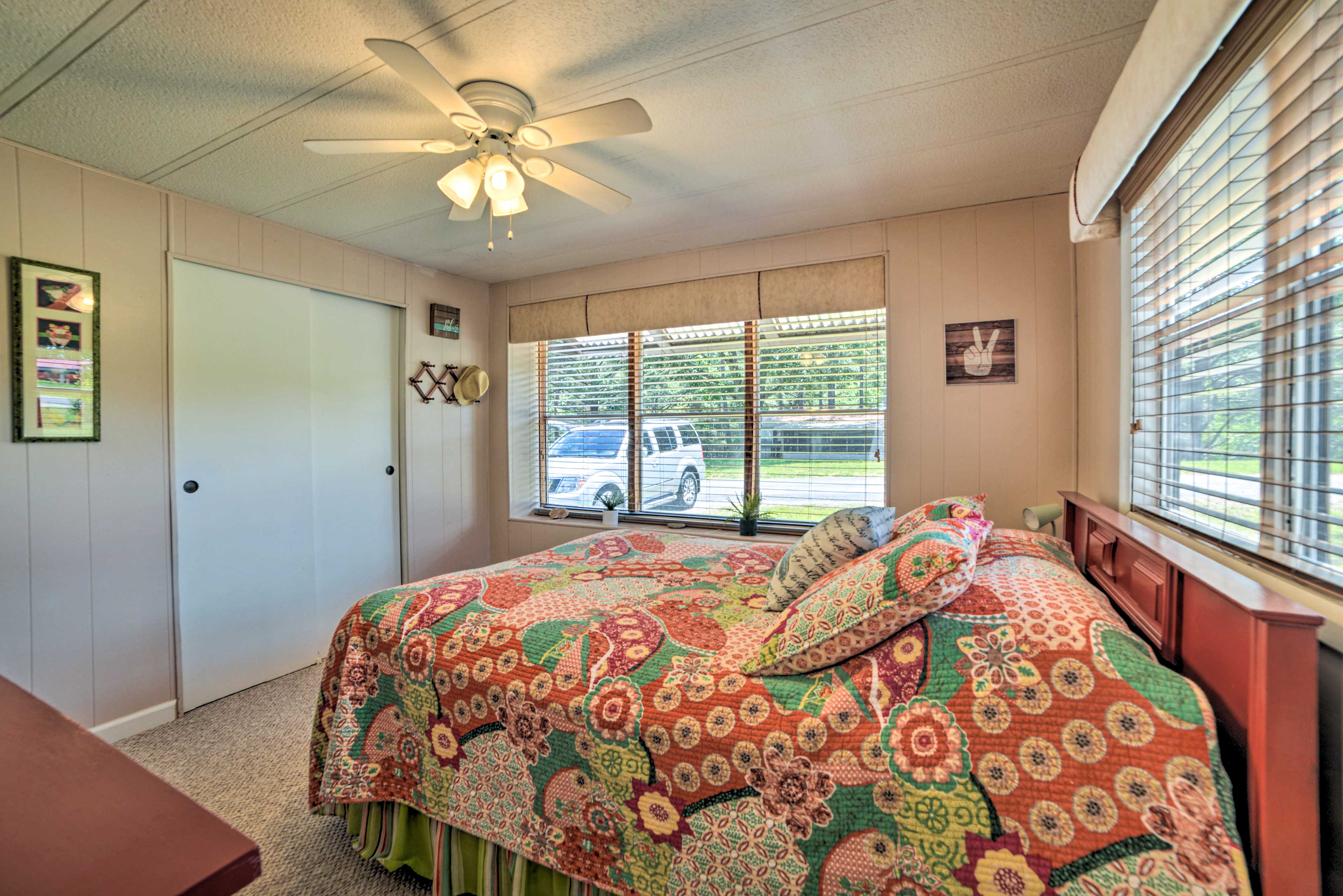 The double closet provides additional storage space.