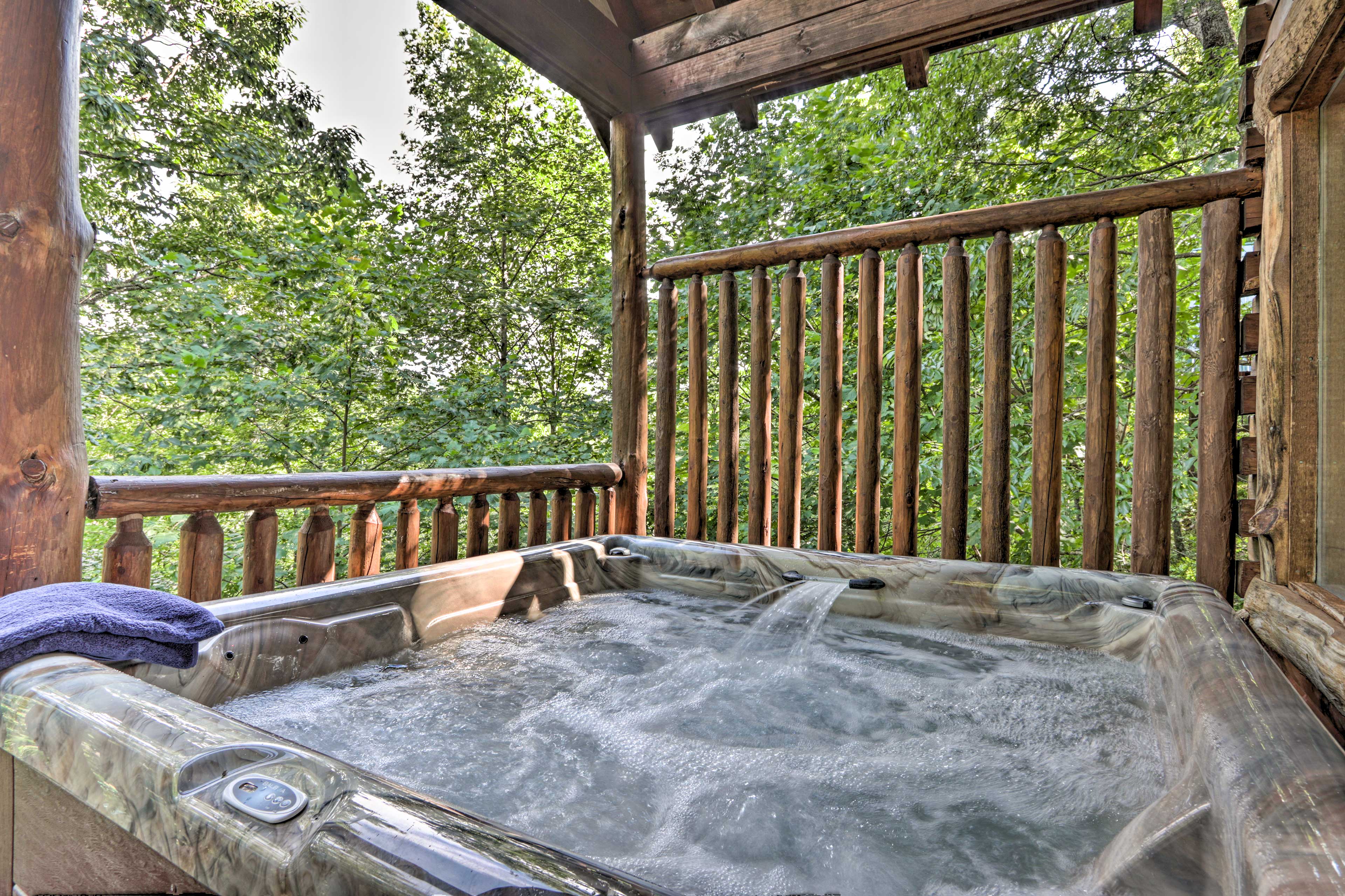 Take a soak in the private hot tub on the deck!