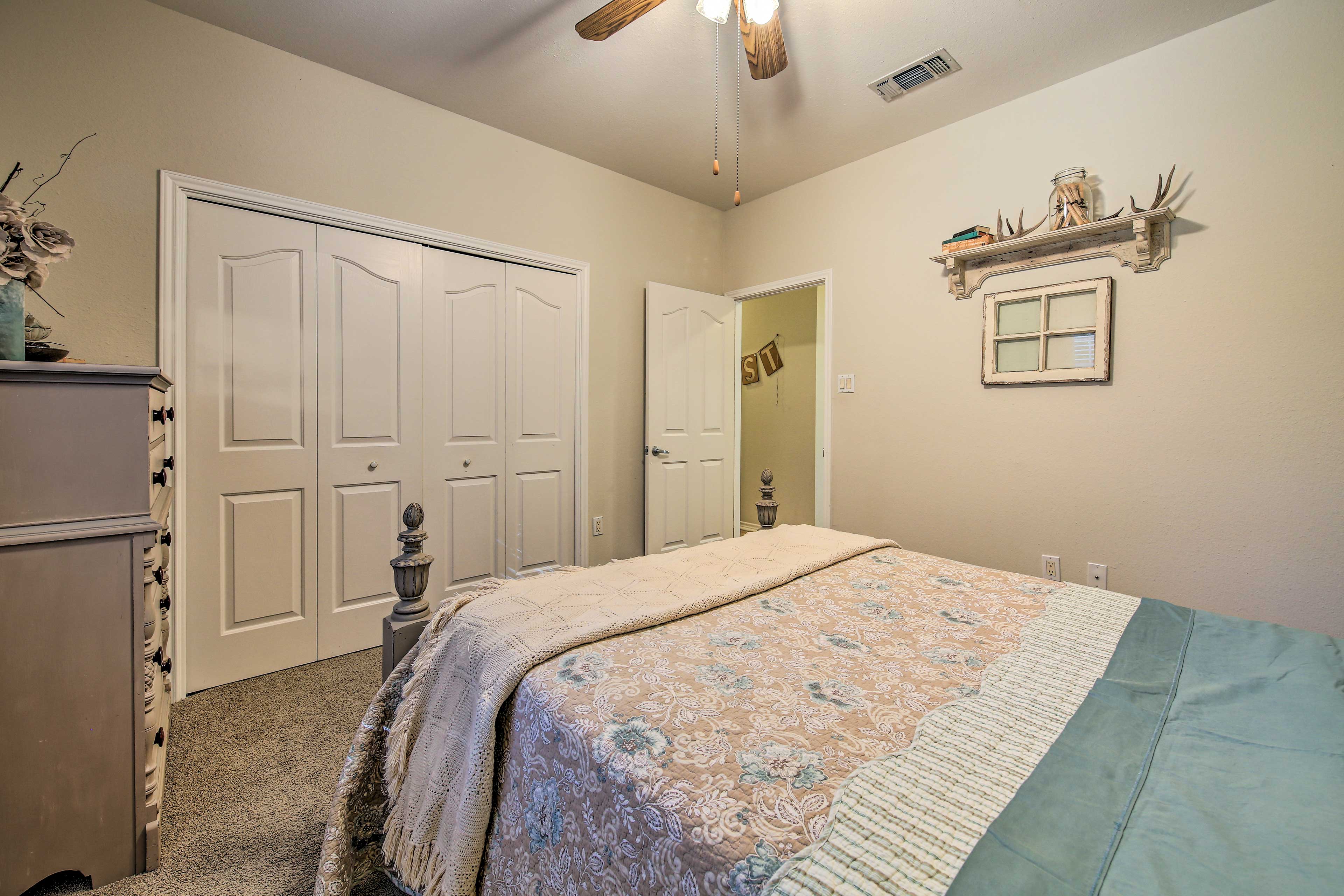 The double closet offers ample sleeping space.