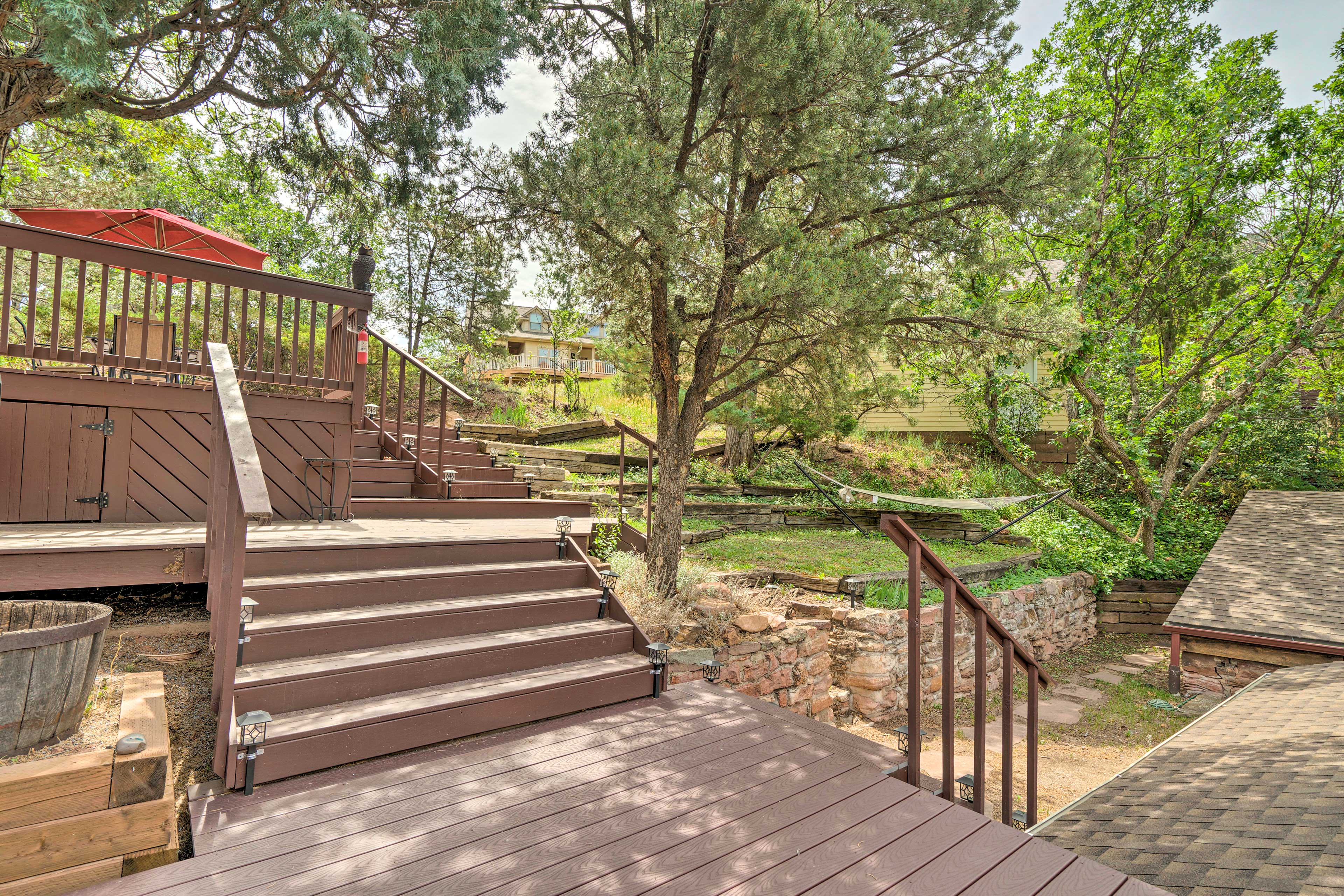 Step outside to enjoy the marvelous 3-tiered deck.