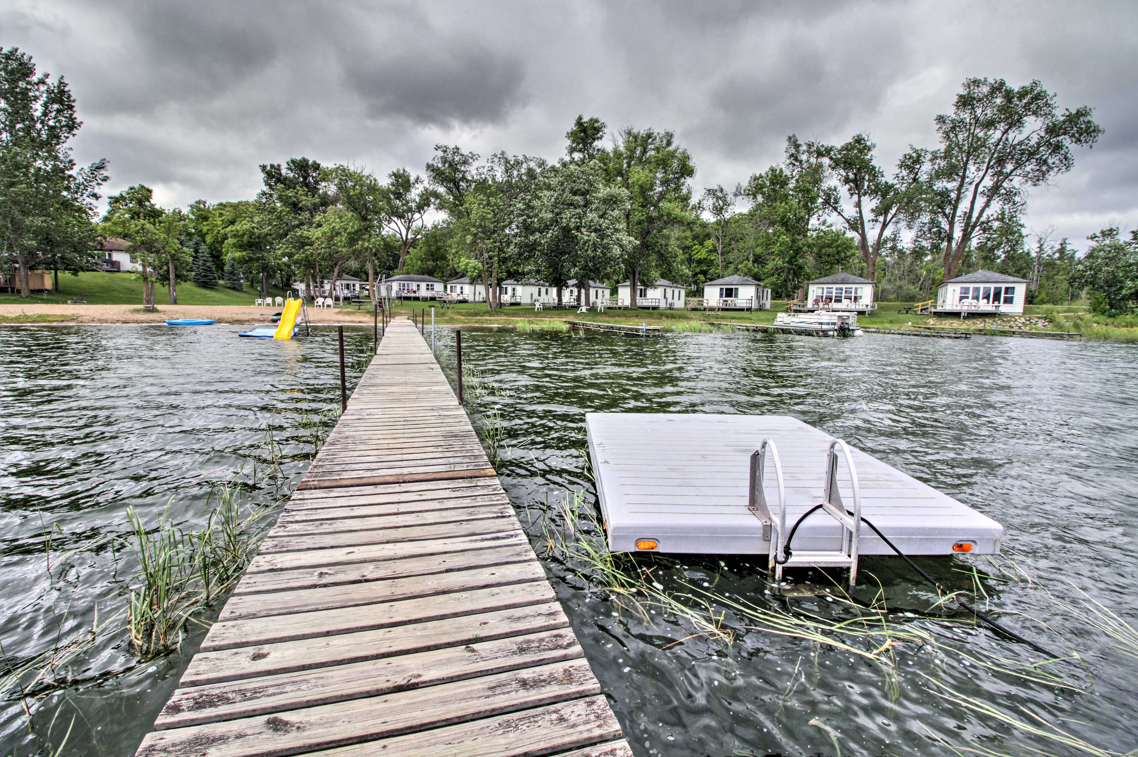 Go swimming or fishing off the floating dock.