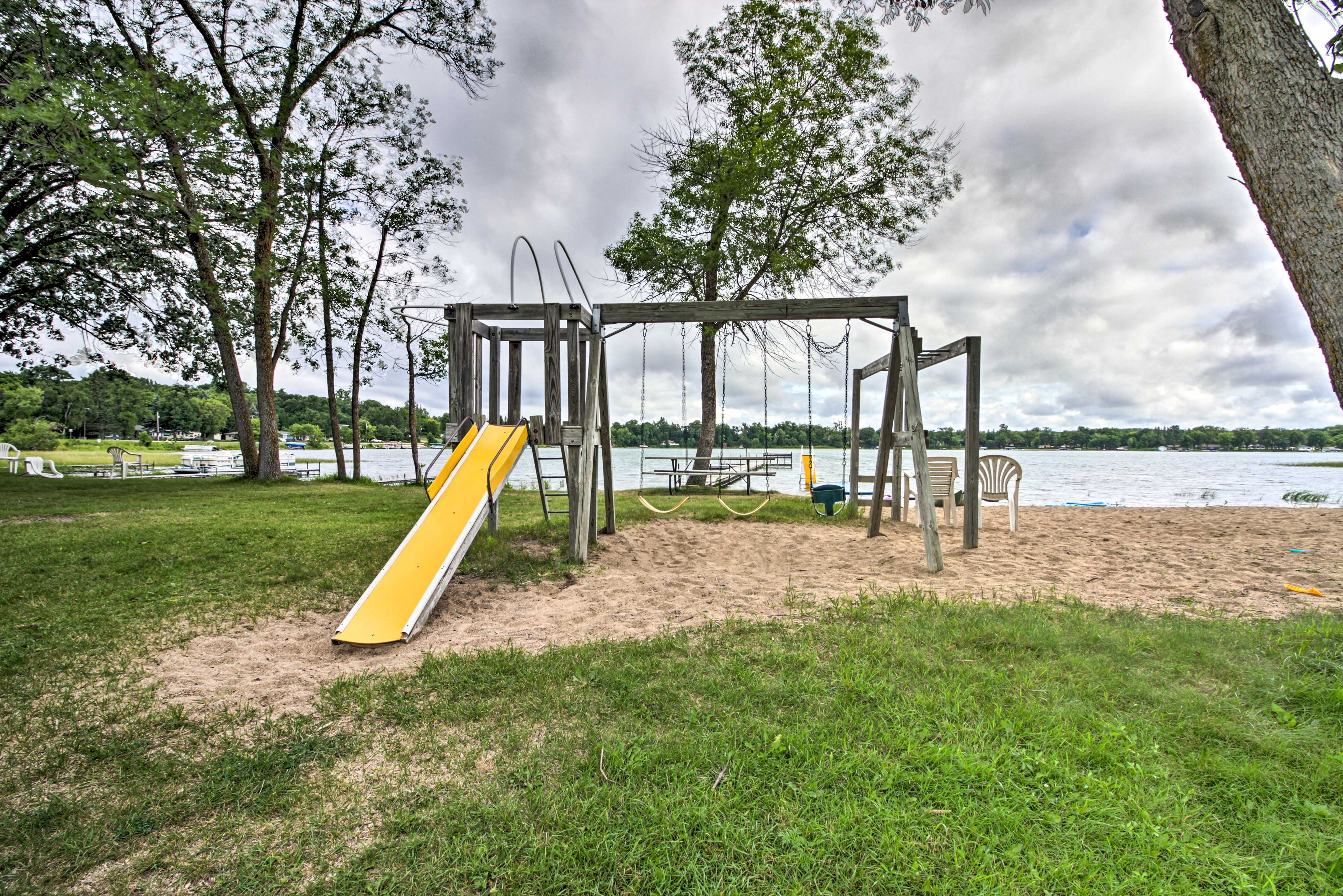 While the adults enjoy cocktails, the kids can enjoy the playground.