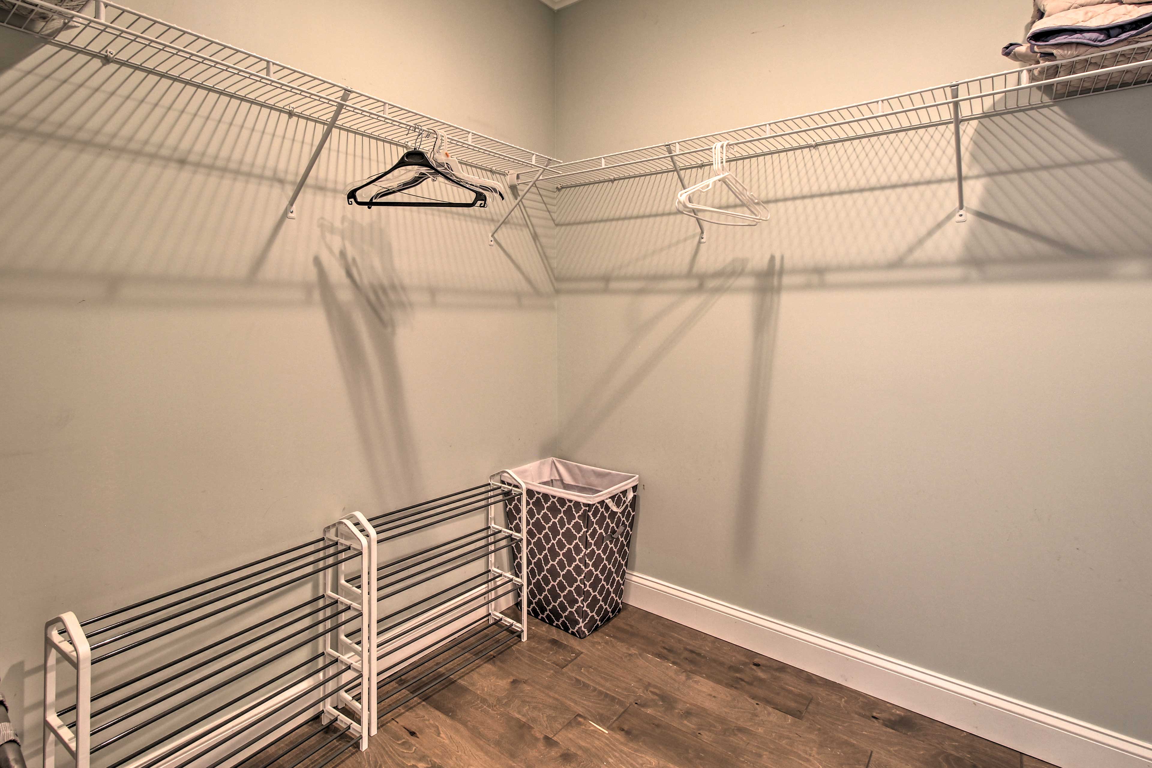 Store your belongings in the spacious closet.