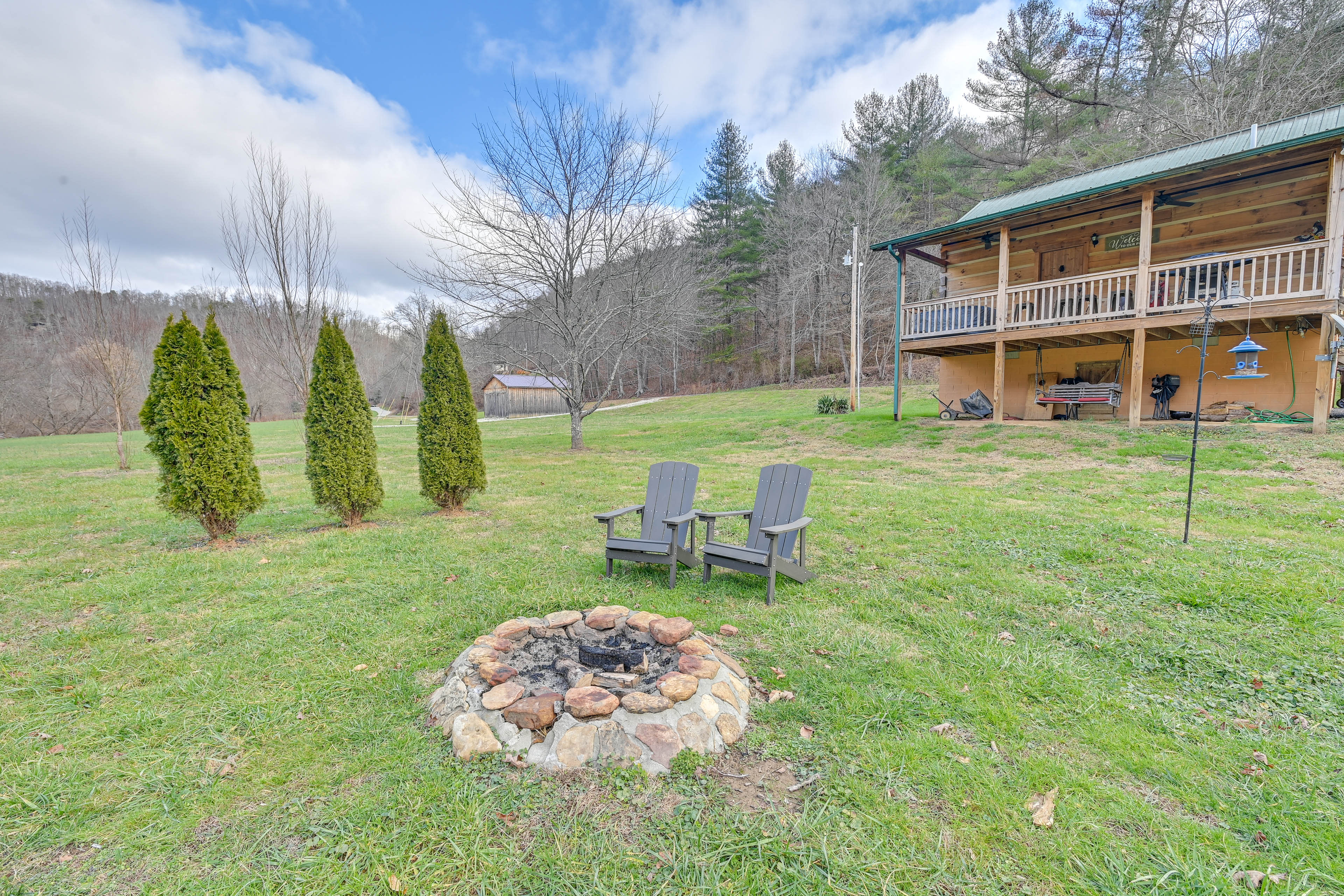 Exterior | Fire Pit | Furnished Deck w/ Hot Tub