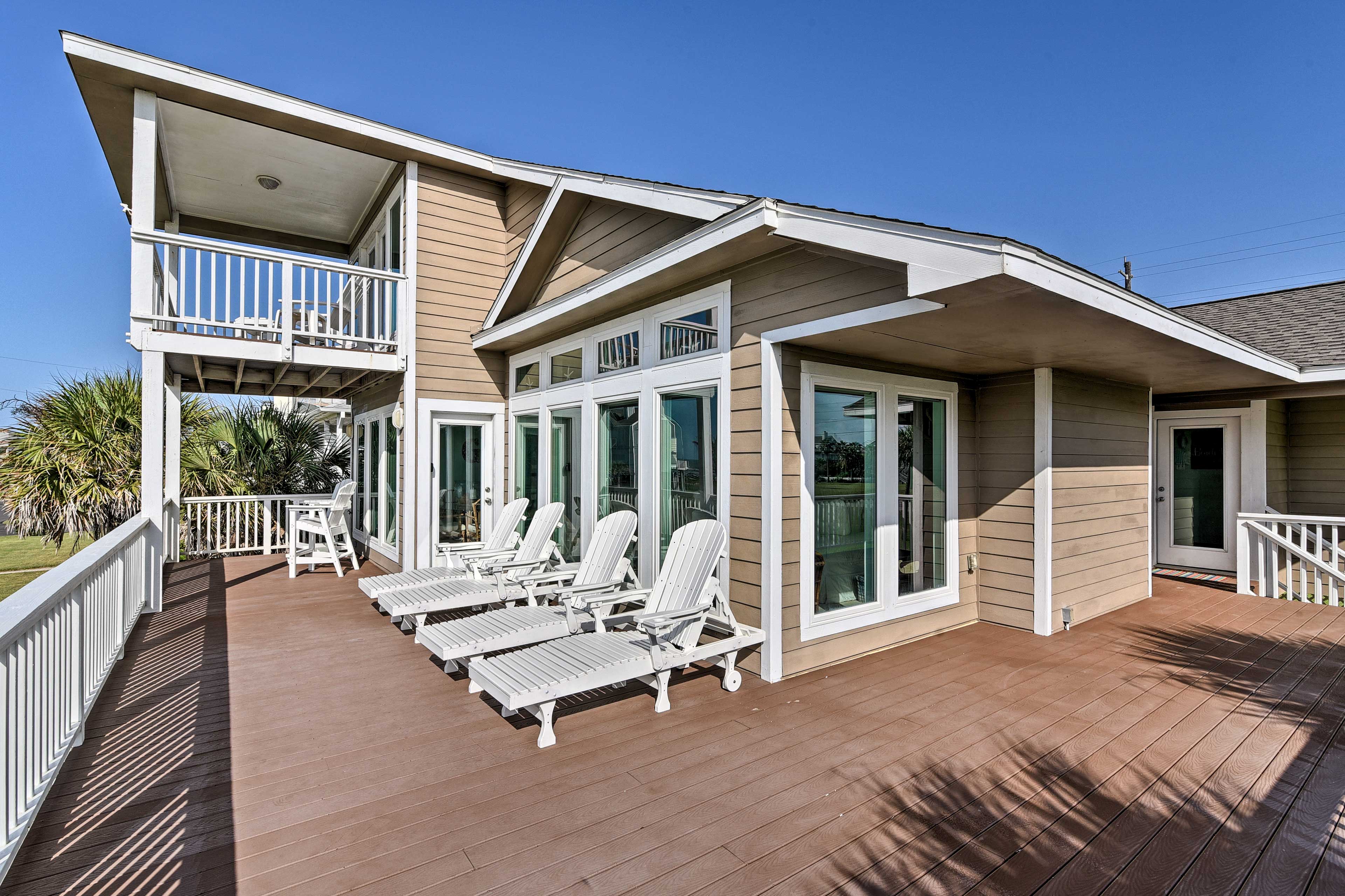 Soak up the sun and ocean views from this Galveston vacation rental.