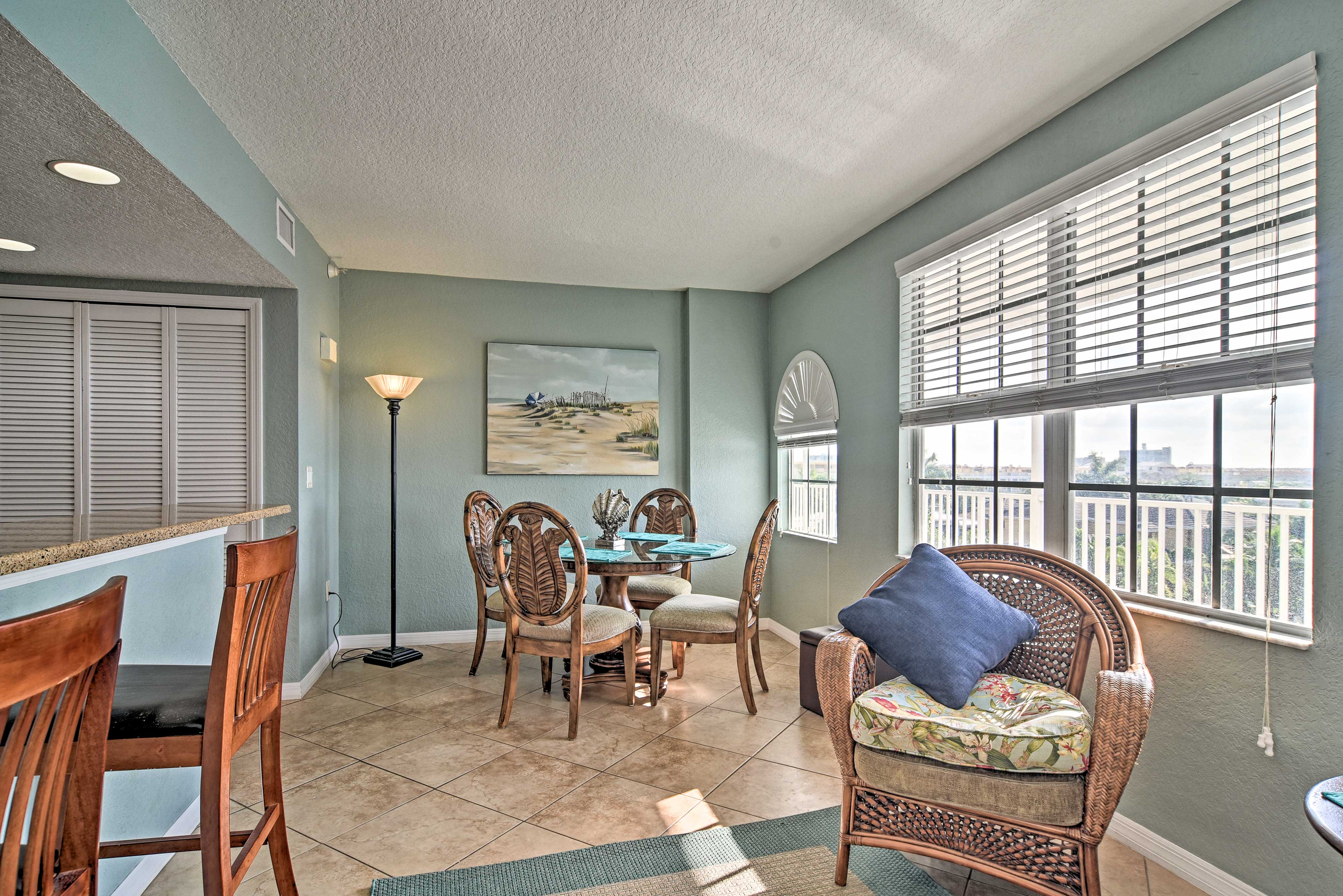 Natural light illuminates the condo's interior.